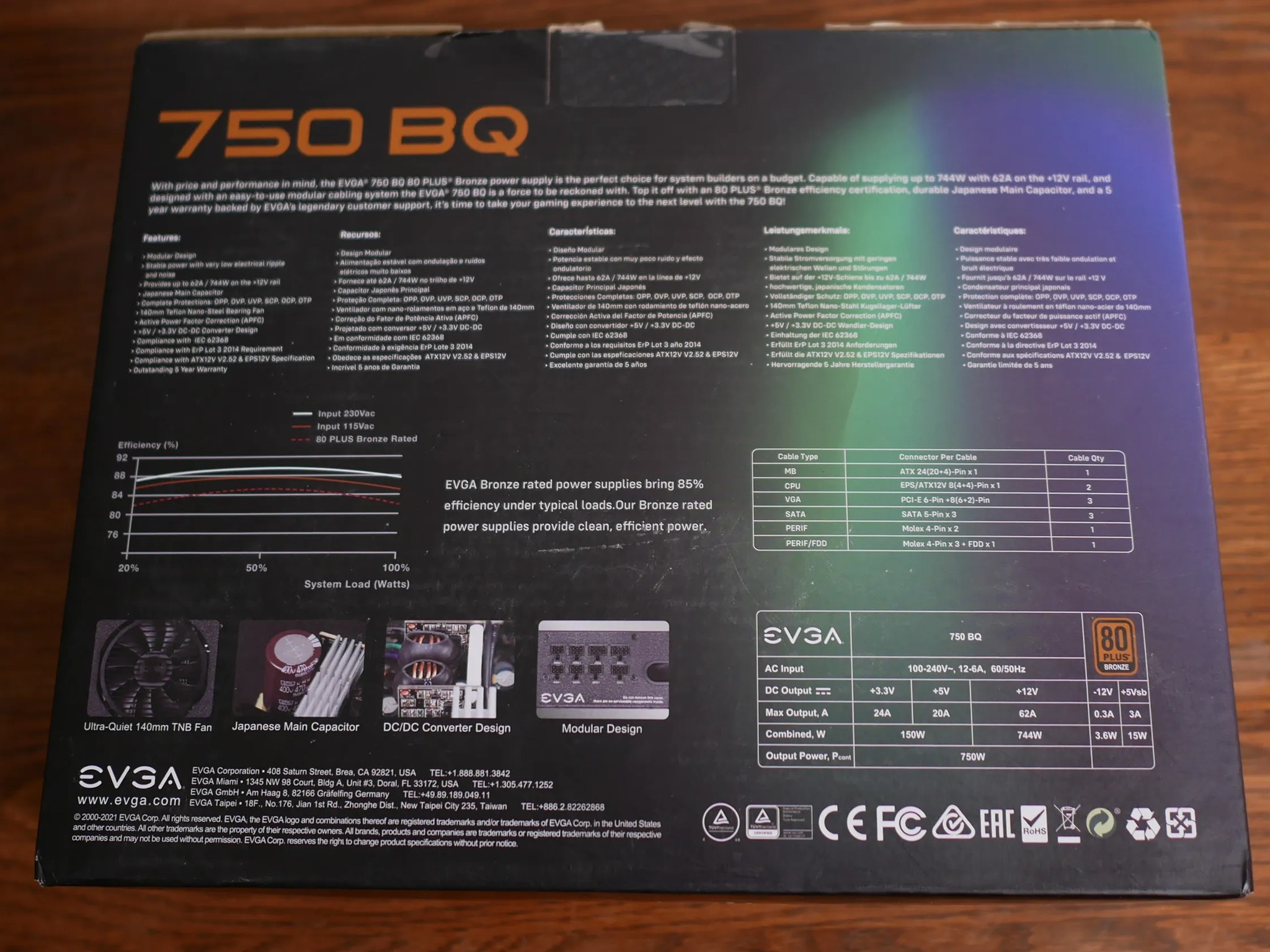 EVGA 750 BQ, 80+ BRONZE 750W Semi Modular,Power Supply 110-BQ-0750