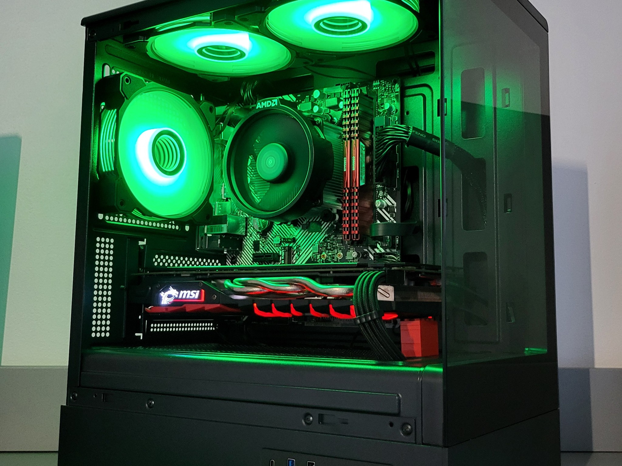 Red/Black Gaming PC! Ryzen 5 | Radeon RX | 16GB | 1TB | Wi-Fi BT | ARGB | 500W 80+ Gold