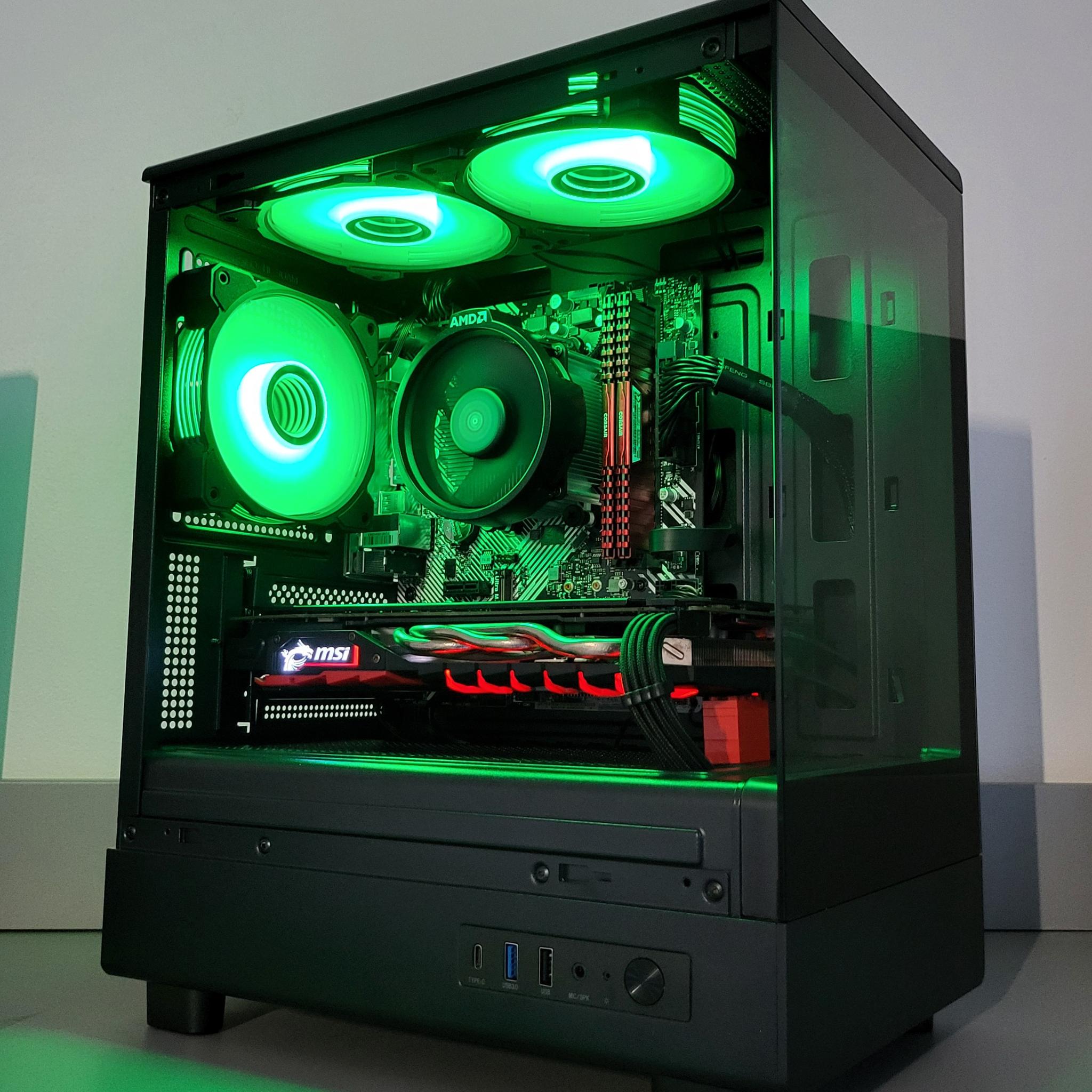 Red/Black Gaming PC! Ryzen 5 | Radeon RX | 16GB | 1TB | Wi-Fi BT | ARGB | 500W 80+ Gold