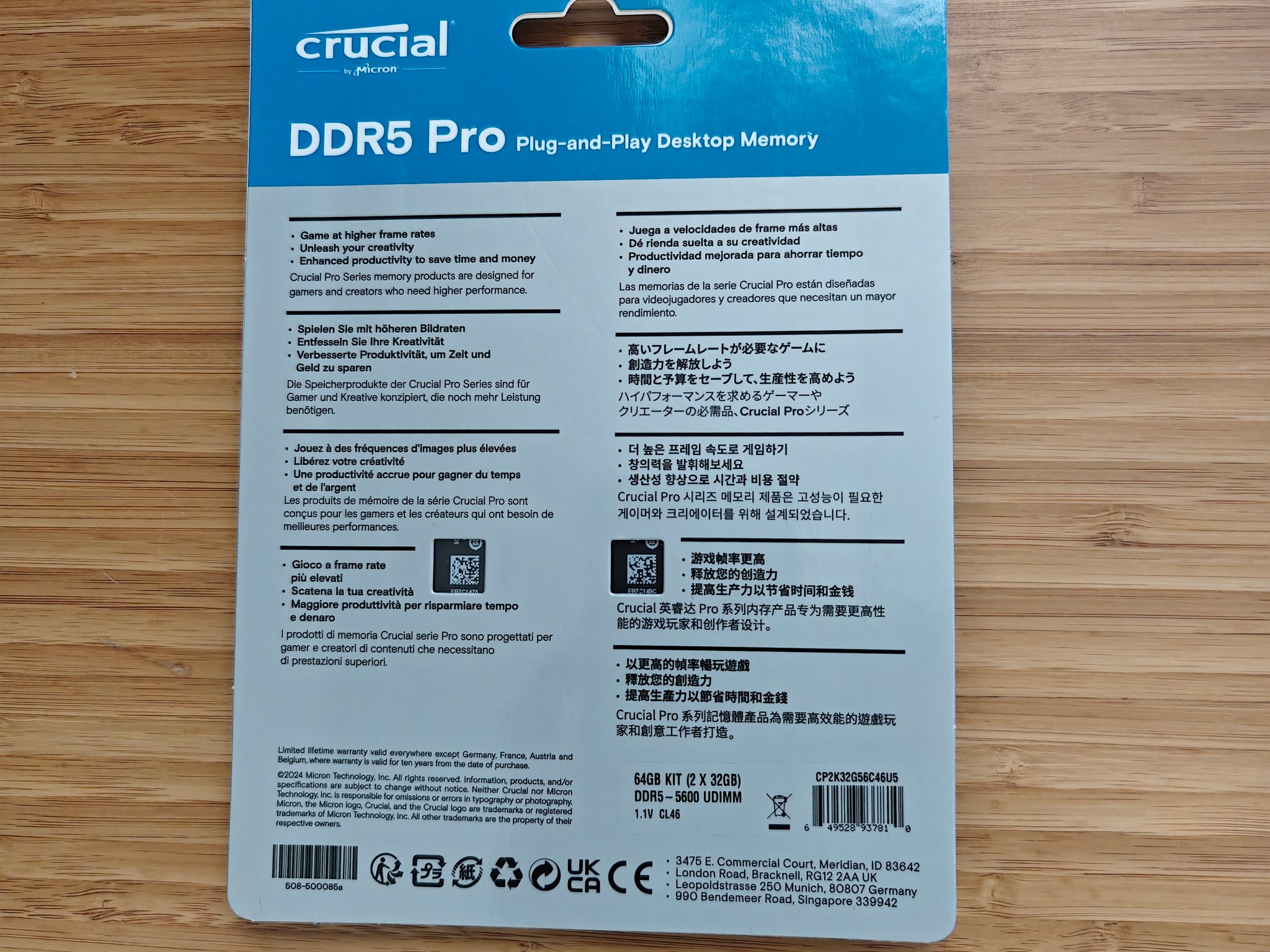 Crucial Pro 64GB Kit (32GBx2) DDR5-5600 UDIMM