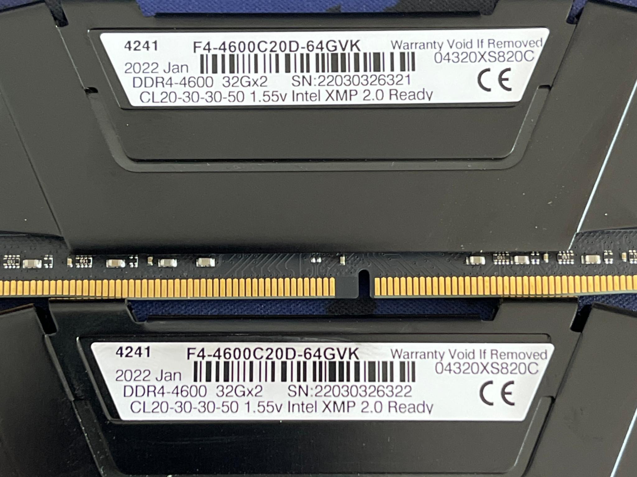 ⚠️LIKE NEW⚠️ DDR4-4600 CL20 G.Skill Ripjaws V 64 GB (2 x 32 GB)