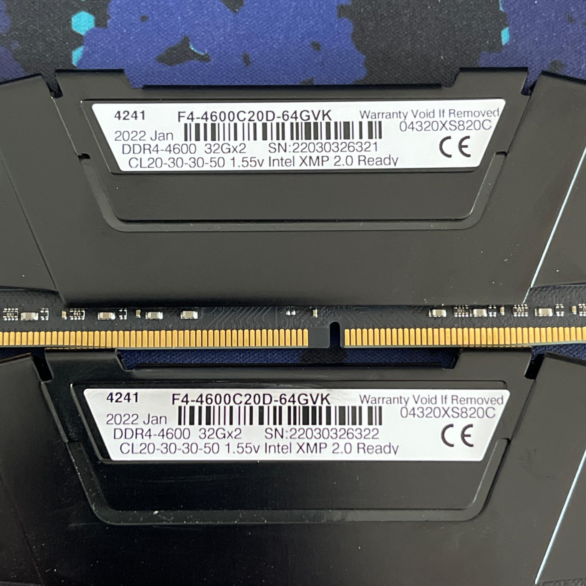 ⚠️LIKE NEW⚠️ DDR4-4600 CL20 G.Skill Ripjaws V 64 GB (2 x 32 GB)