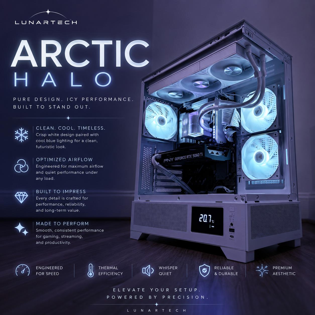 ❄️"Artic Halo"❄️| 1080/1440p Gaming | 5060 Ți | Ryzen 7 8700F | 32GB Ram | 1tb WD Blue SSD | WiFi