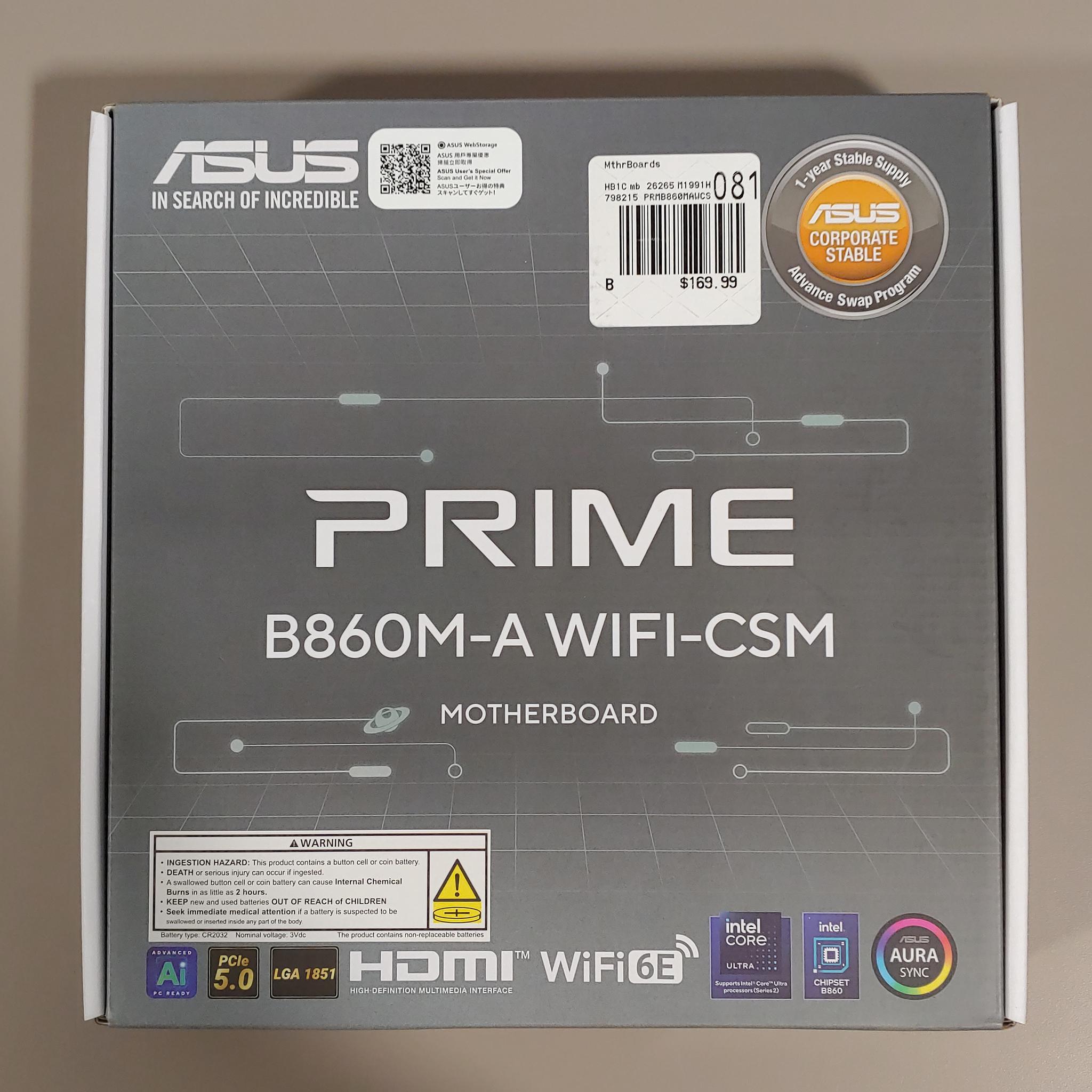 NEW Intel Core Ultra 5 250K Plus + ASUS PRIME B860M-A WiFi-CSM Bundle + FREE SSD