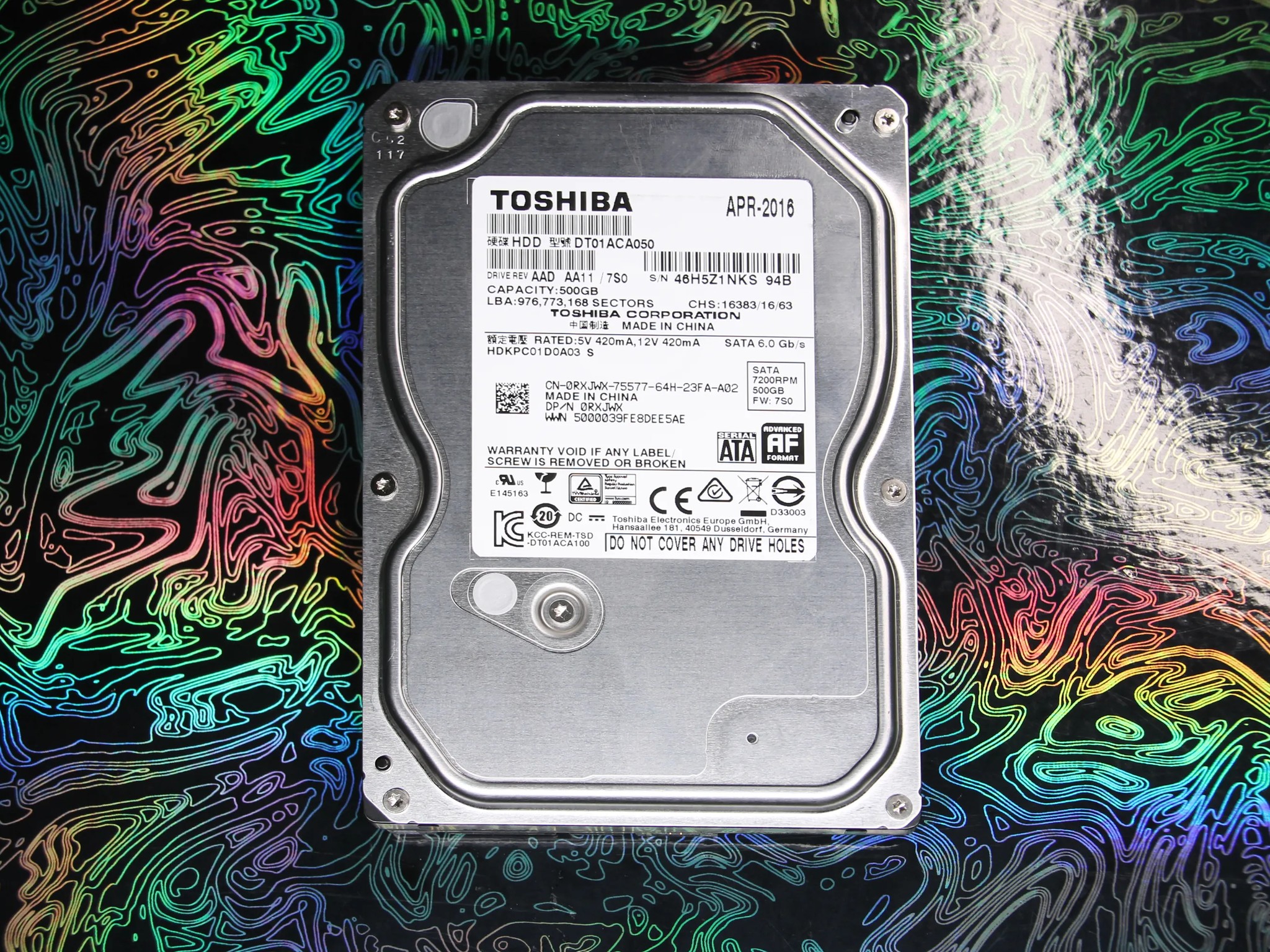 500GB Toshiba 7,200RPM Internal 3.5" Hard Drive