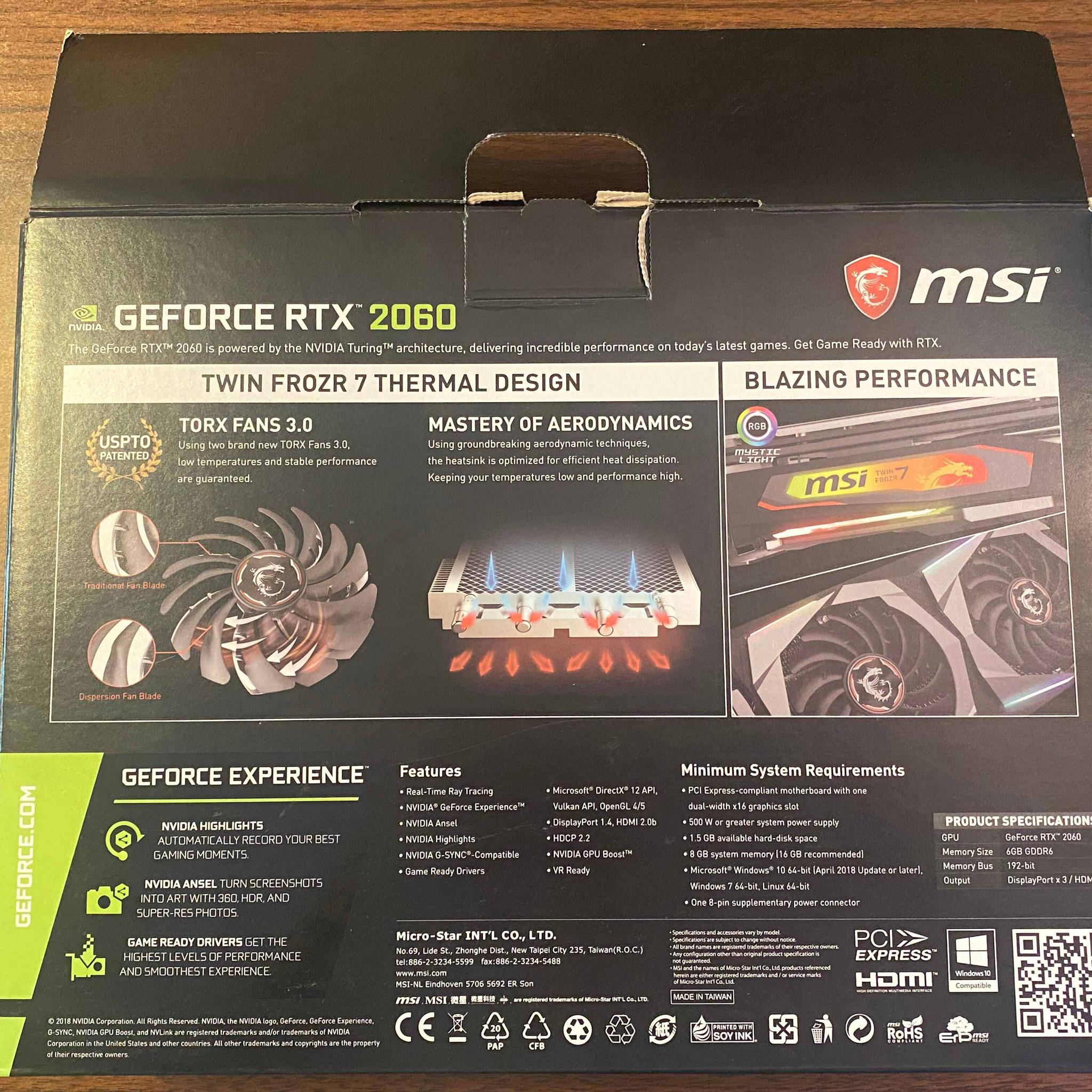 MSI RTX 2060 6GB Gaming Z Twin Frozr 7 RGB