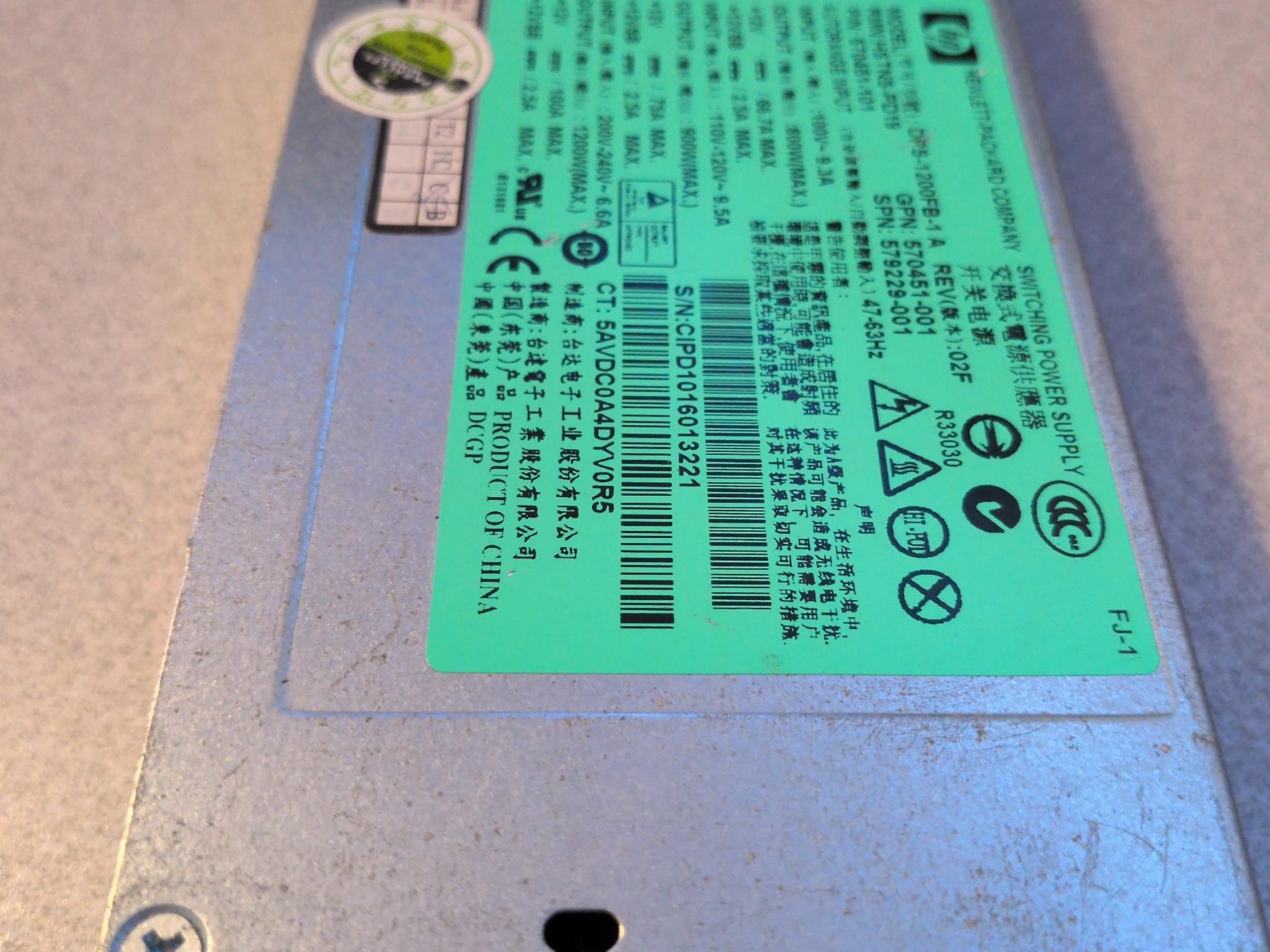HP 1200W Server PSU Kit - Breakout Board Edge Chip - Parts/Repair