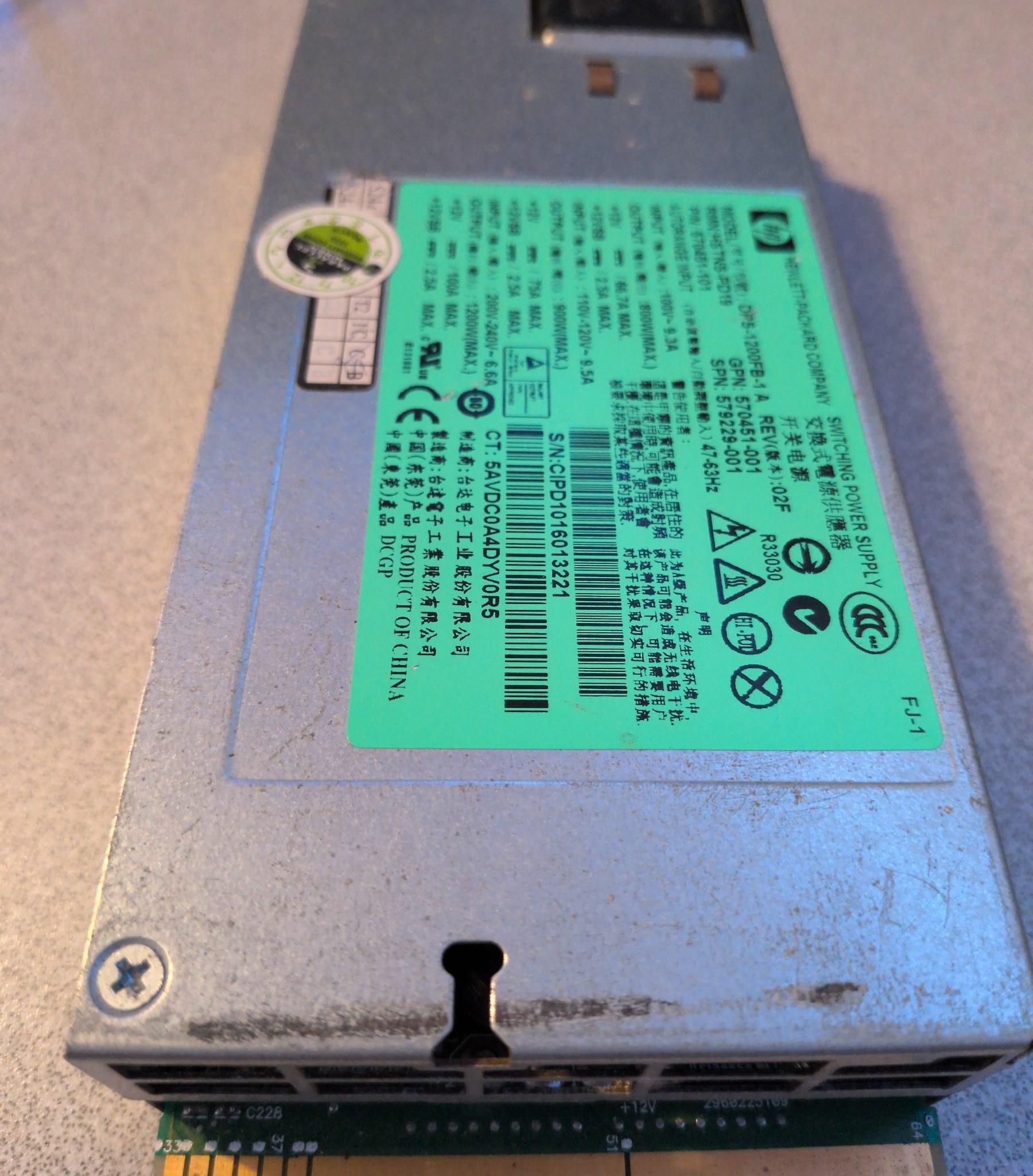 HP 1200W Server PSU Kit - Breakout Board Edge Chip - Parts/Repair