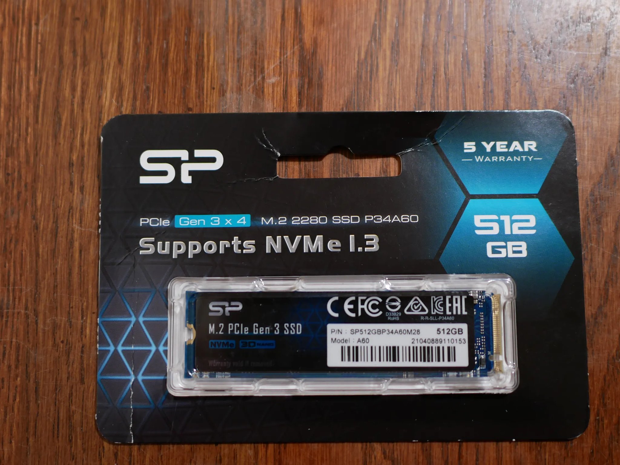 Silicon Power 512GB NVMe M.2 PCIe Gen3x4 2280 SSD SP512GBP34A60M28