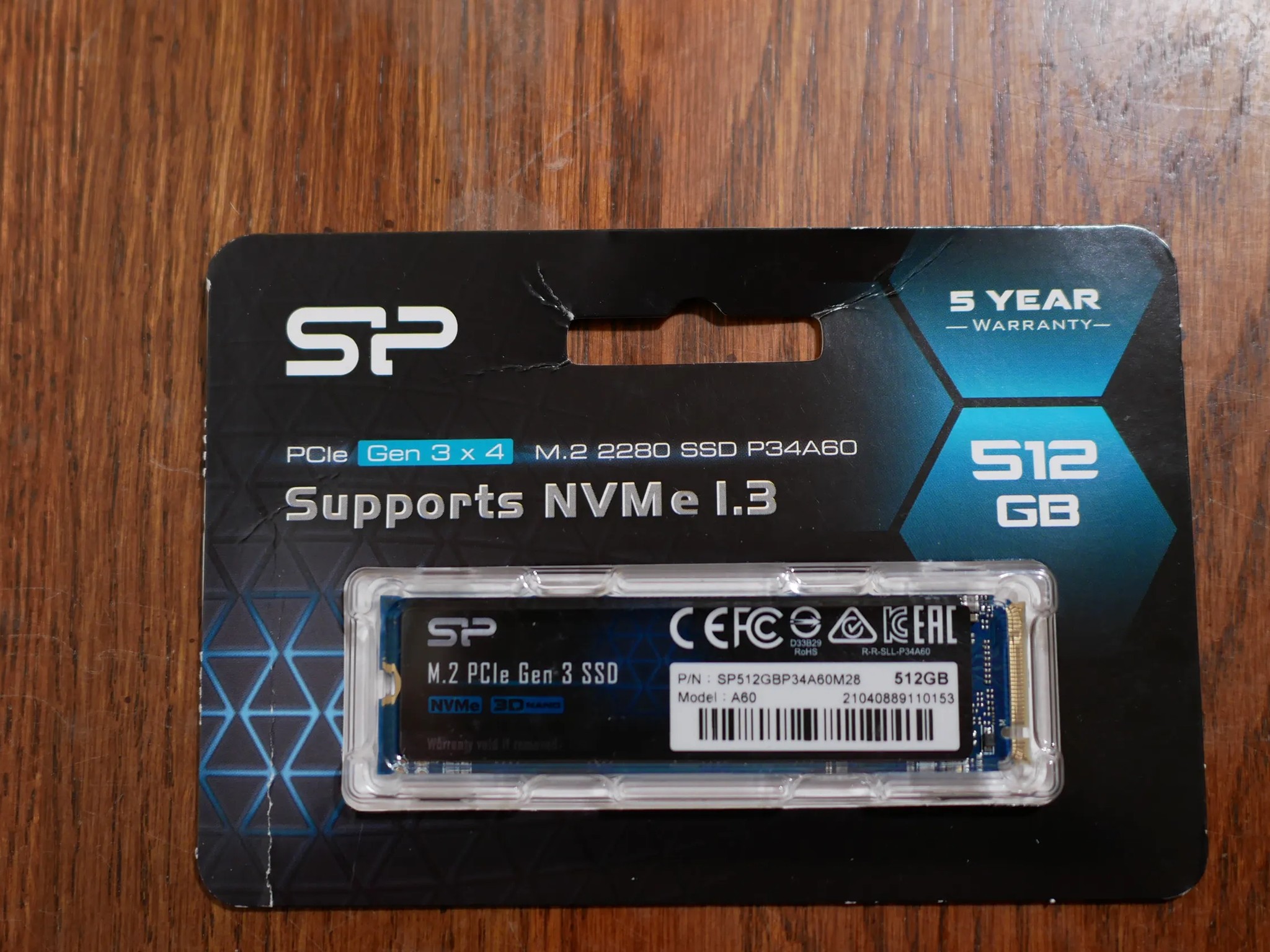 Silicon Power 512GB NVMe M.2 PCIe Gen3x4 2280 SSD SP512GBP34A60M28