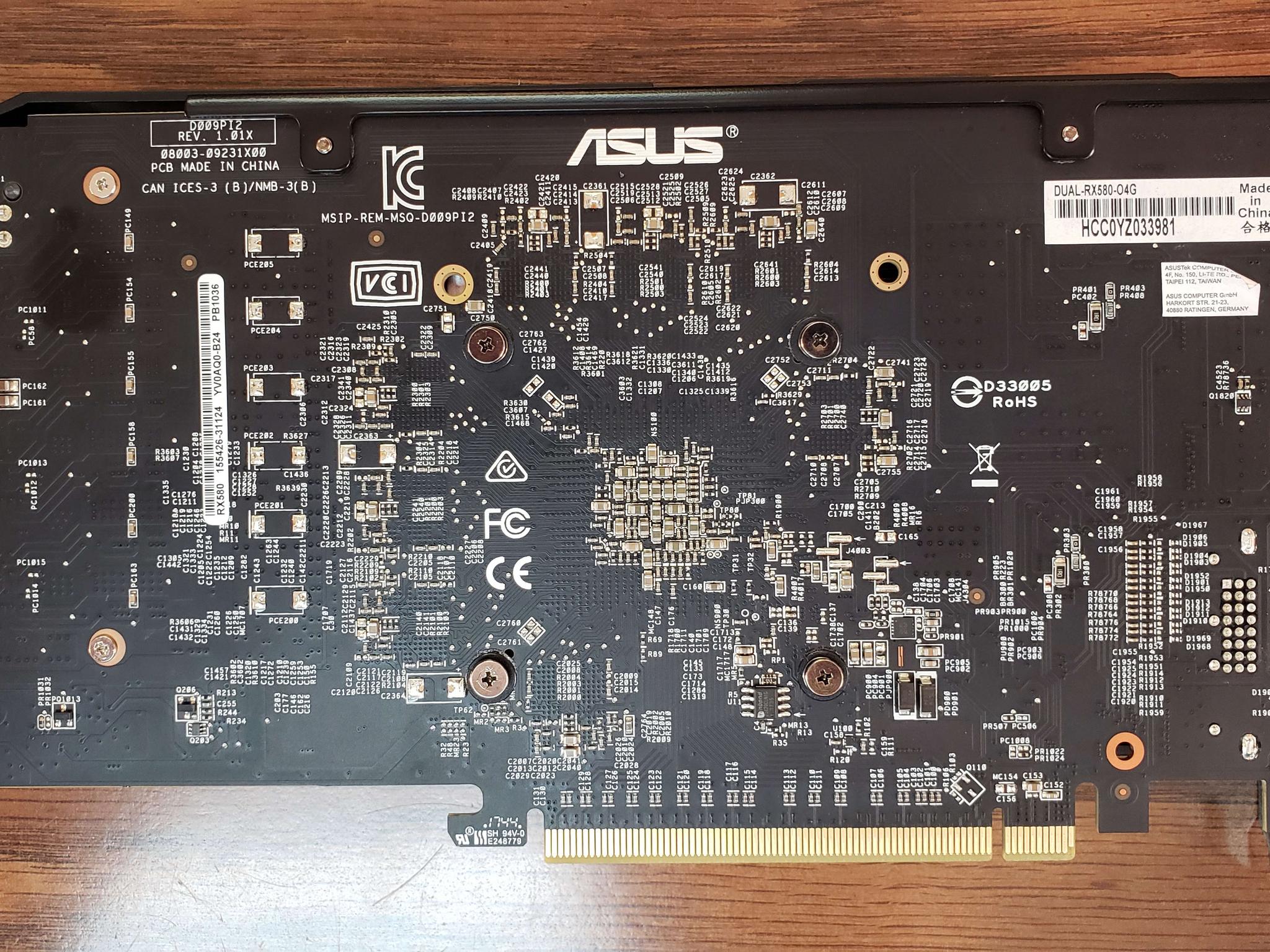 Asus RX 580 Dual graphics card with 4gb memory
