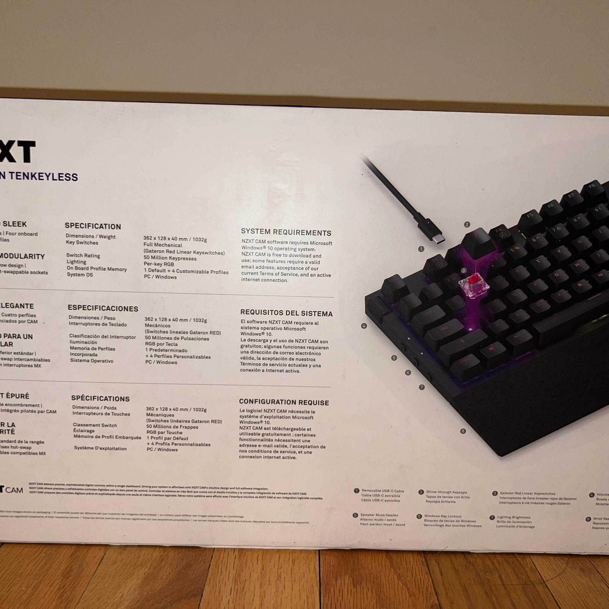 NZXT Tenkeyless Mechanical Keyboard/NZXT Lift Mouse (RGB) BUNDLE