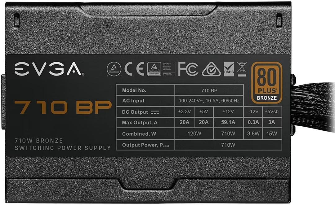 EVGA 710 BP, 80+ BRONZE 700W + 10W, 3 Year Warranty, Power Supply 