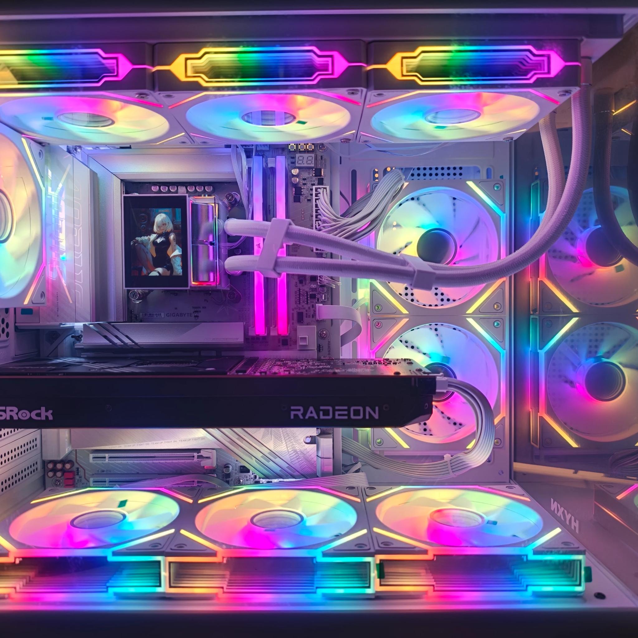 4k Gaming/Productivity Gaming PC! 7900XTX/9070XT, Intel 265K,10X Infinity Mirror Fans+Screen!