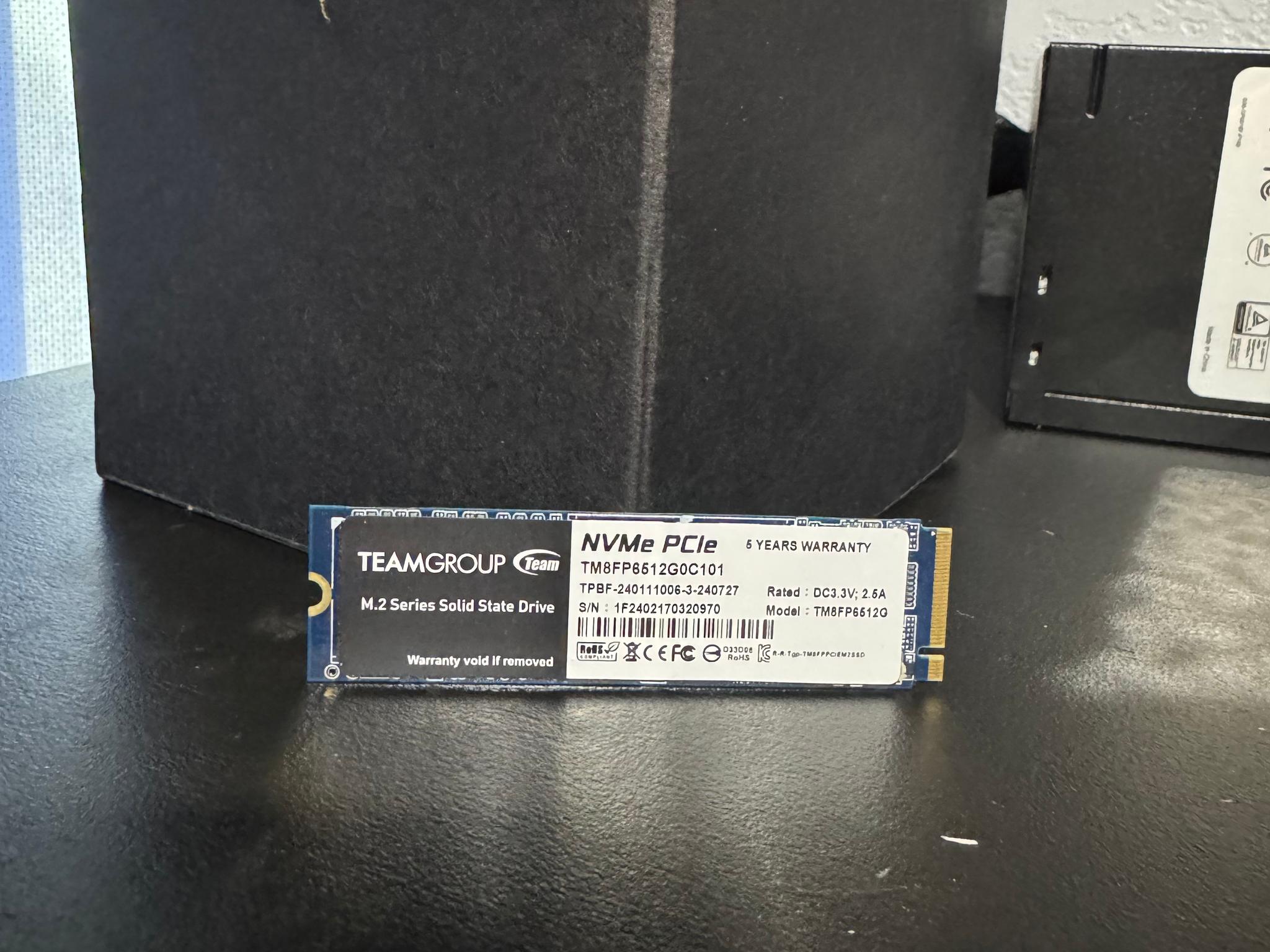 TeamGroup 512GB NVMe M.2 SSD – Fast Boot Drive – Tested & Working
