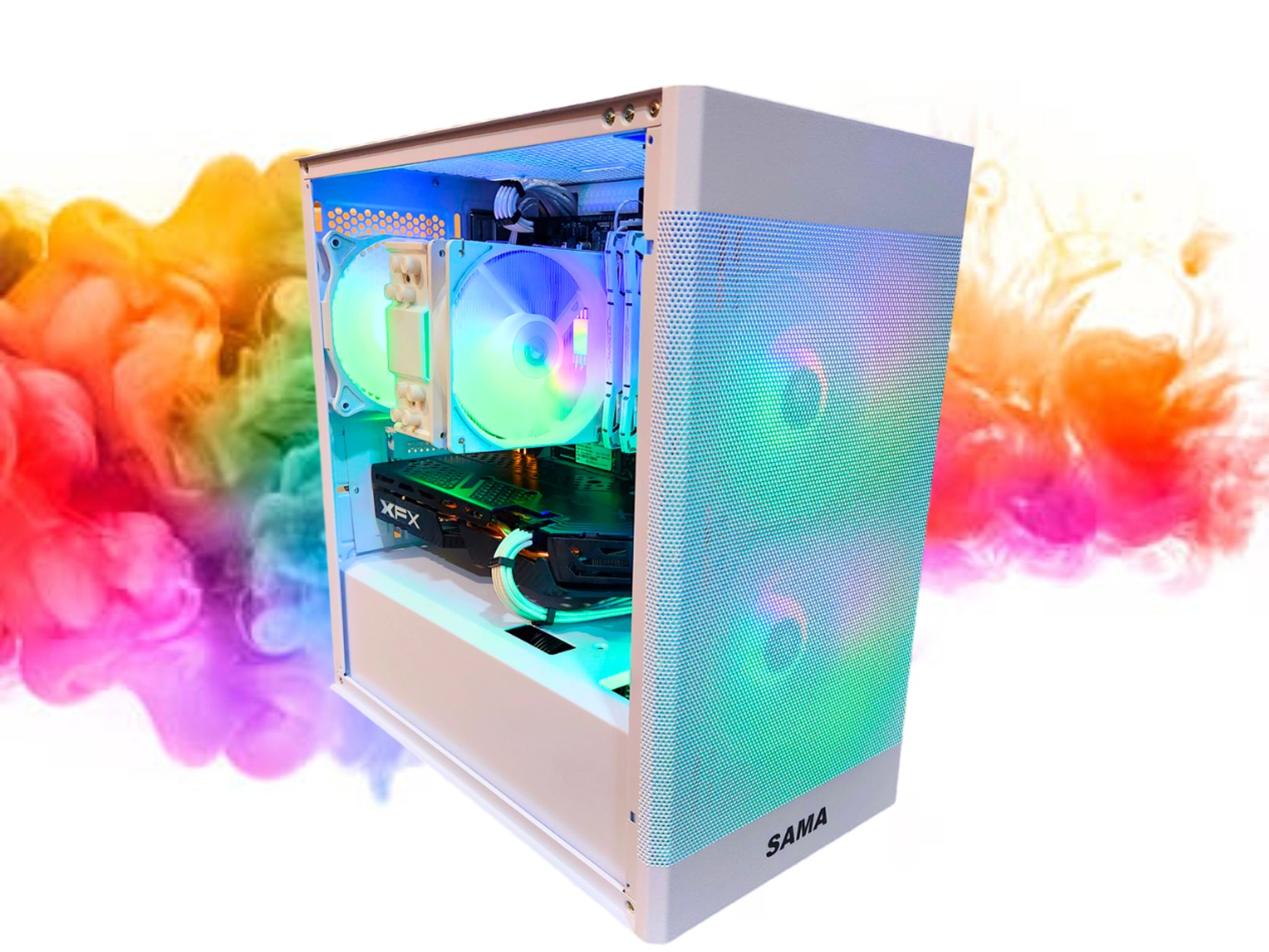 SALE: RX 580 8GB + Ryzen 5 + 512GB SSD + 16GBs RAM + 4 RGB Fans ( White RGB Gaming PC )