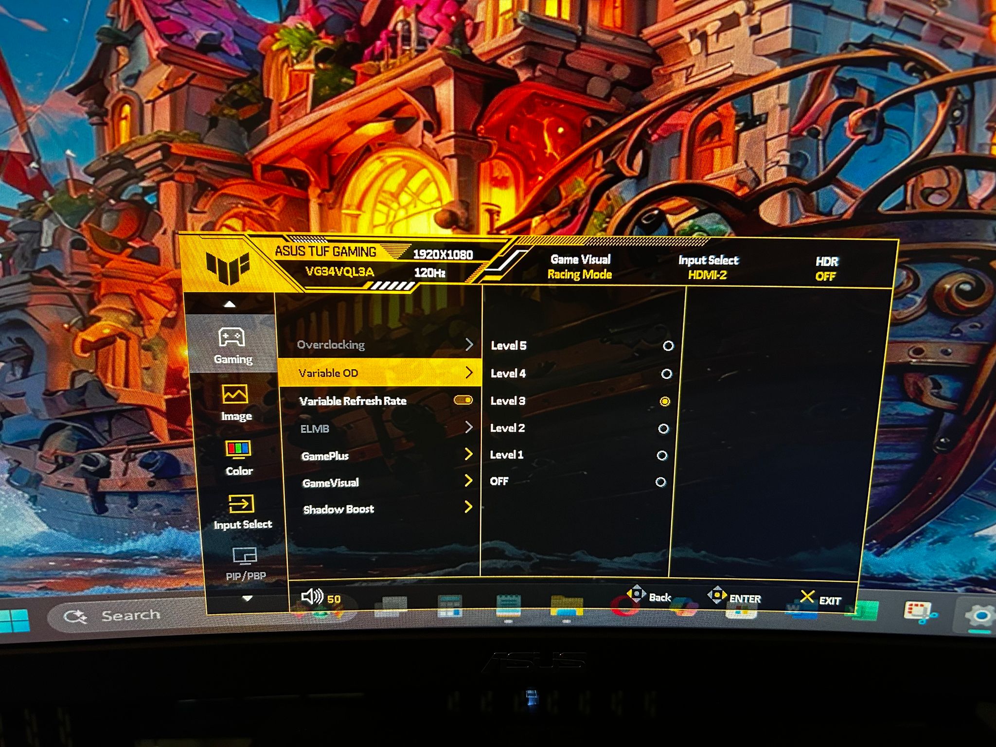 ASUS TUF 34” UltraWide (2K) QHD (3440x1440) (180hz) Curved Gaming Monitor