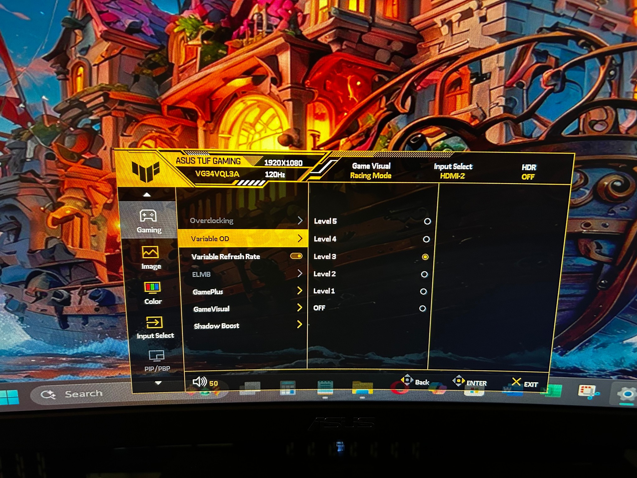 ASUS TUF 34” UltraWide (2K) QHD (3440x1440) (180hz) Curved Gaming Monitor
