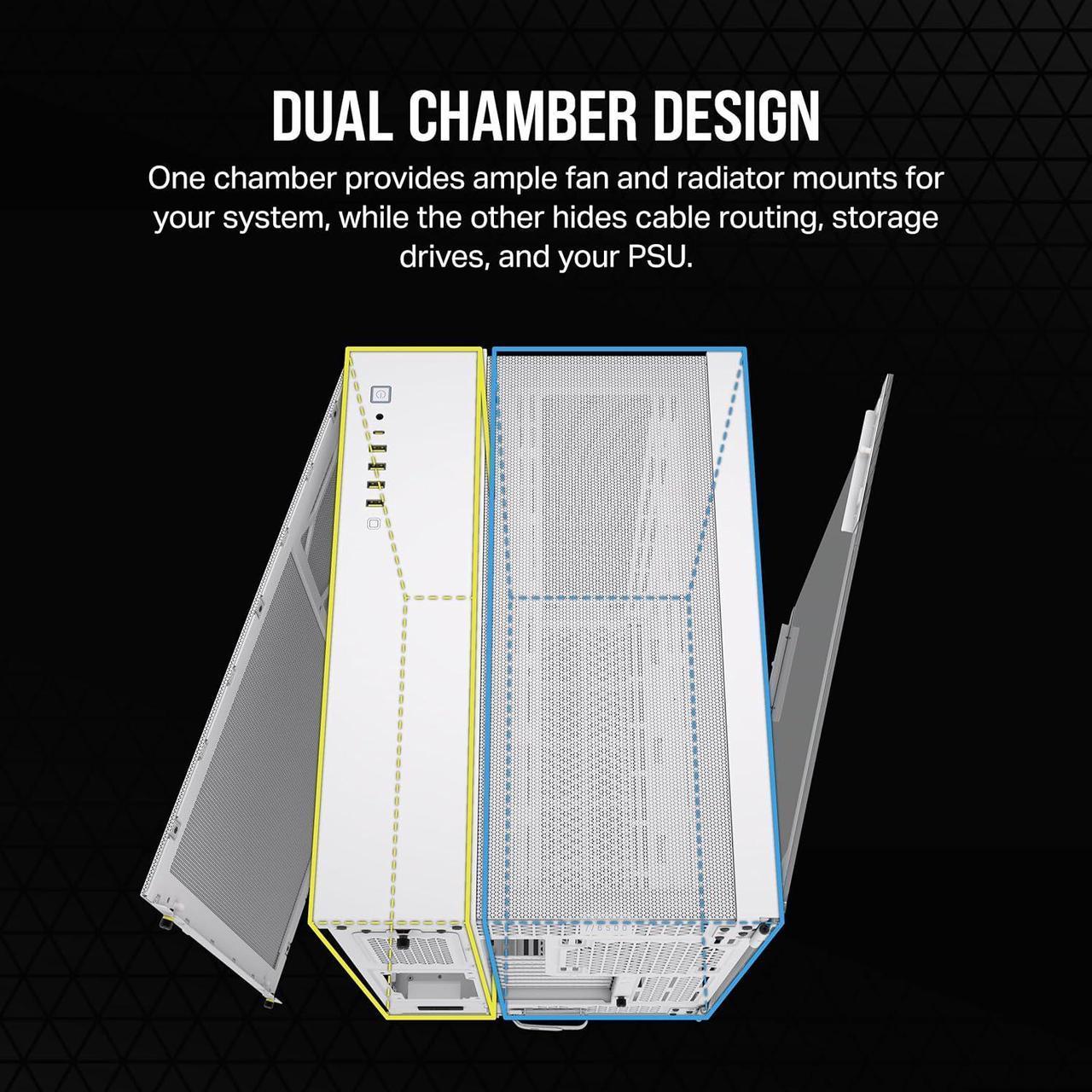 CORSAIR 6500D AIRFLOW White Mid-Tower ATX Dual Chamber PC Case