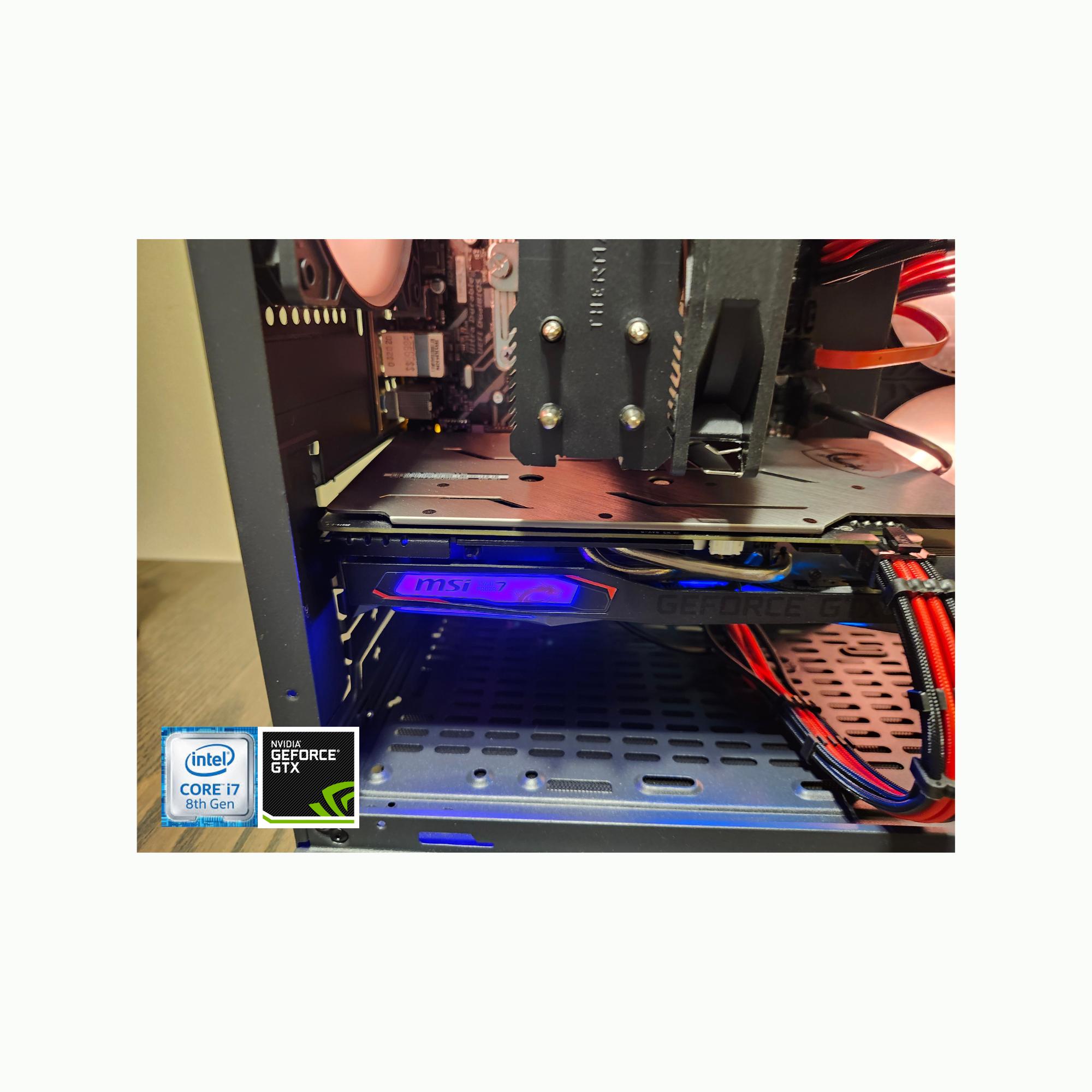 Custom Gaming PC - Intel i7-8700, GTX 1660, 16GB RAM, 500GB SSD - Black Case