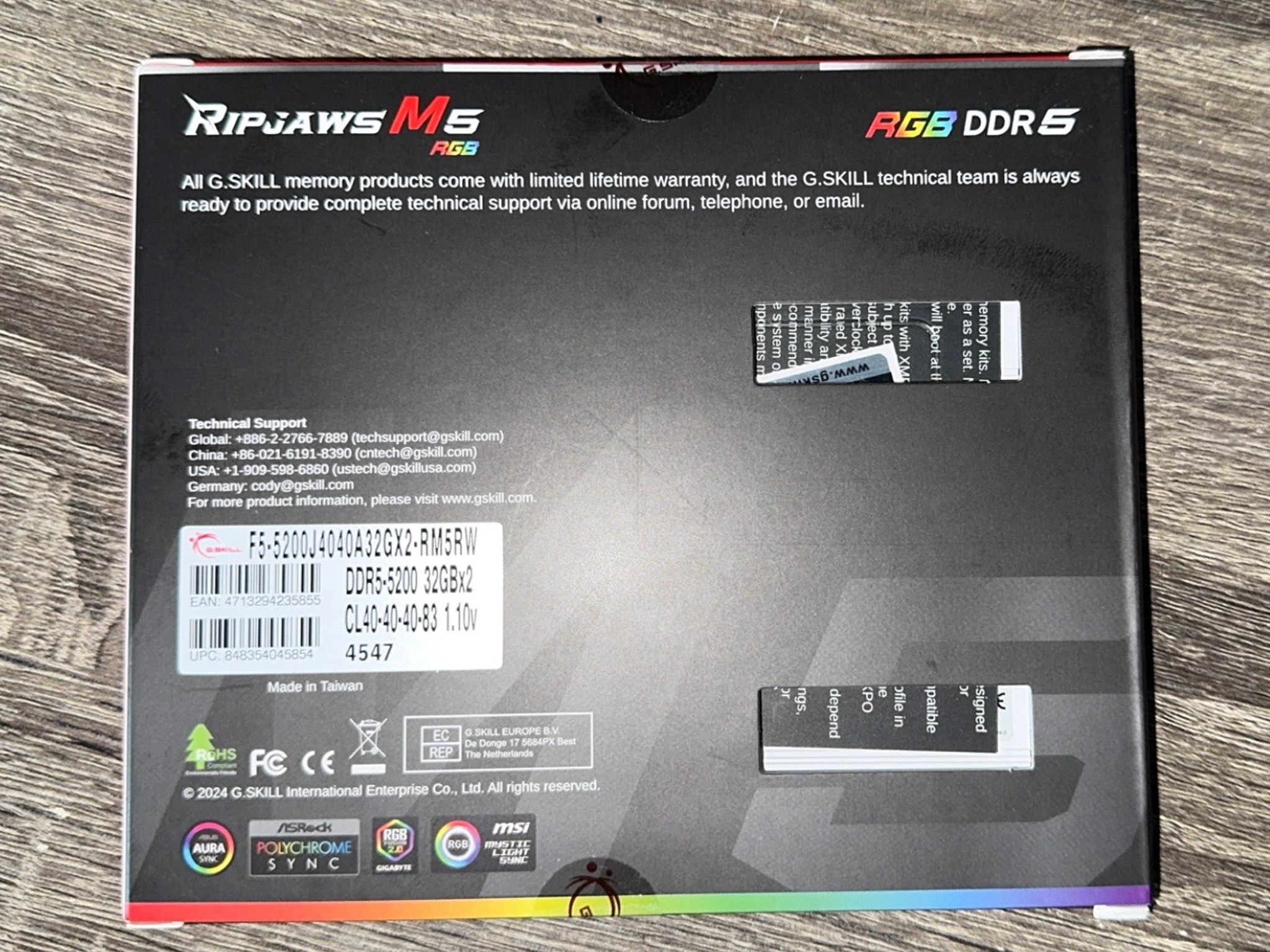 G.SKILL Ripjaws M5 RGB 64GB (2x32GB) DDR5-5200 RAM Kit