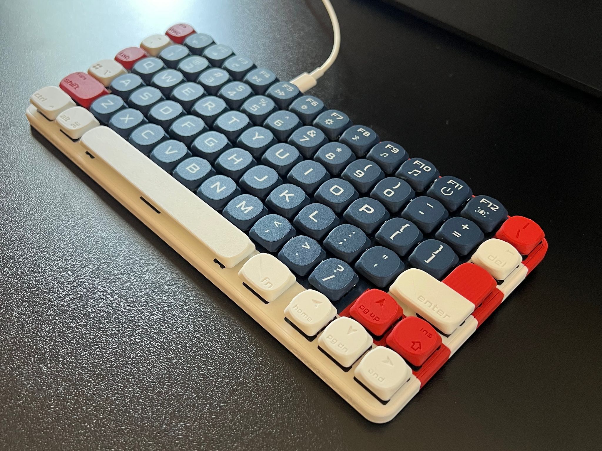 Low Profile 74-key Wired Mechanical Keyboard • Hot Swappable, Hand Assembled, Gaming, Travel, USB-C