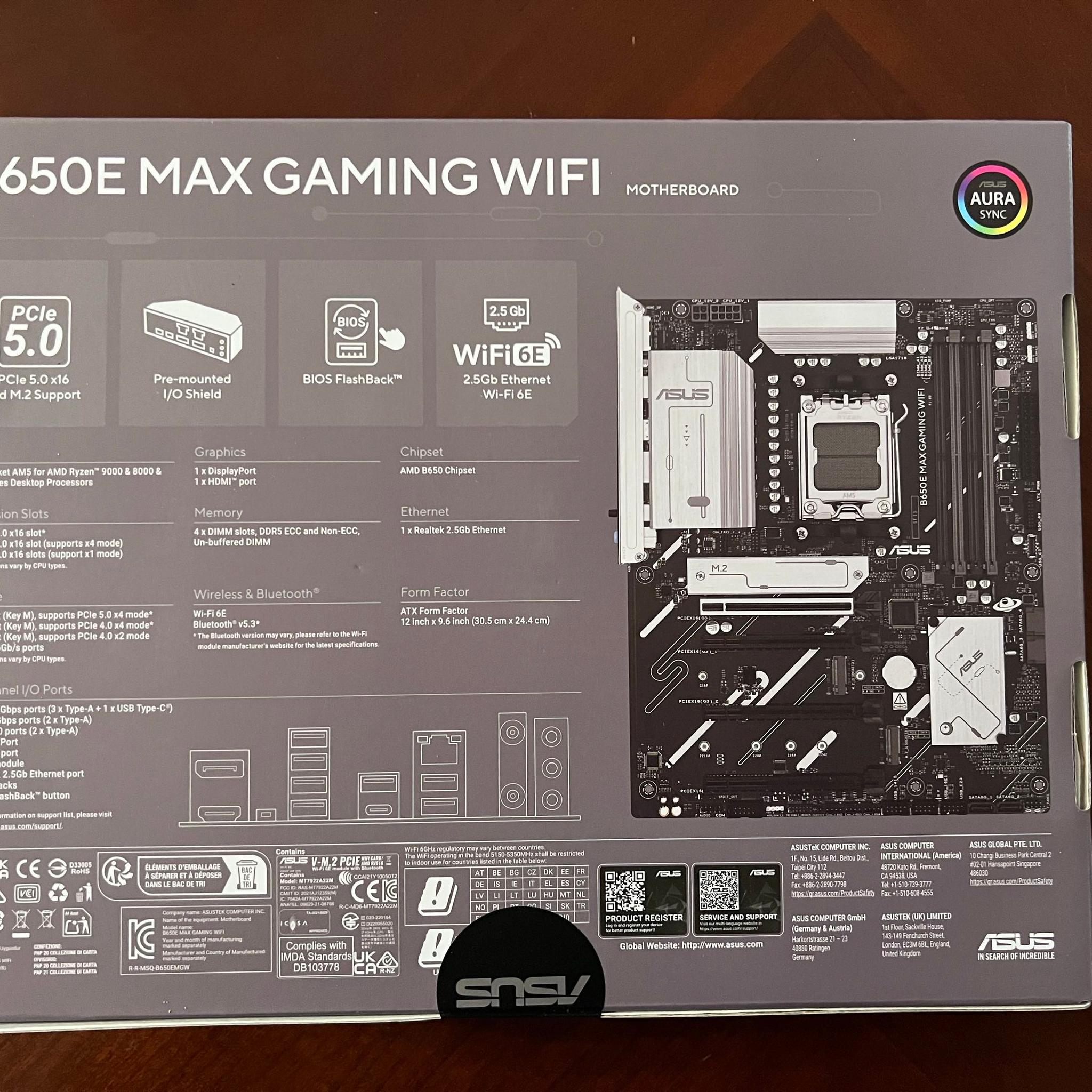 ASUS B650E MAX Gaming WiFi AMD B650 ATX Motherboard, DDR5
