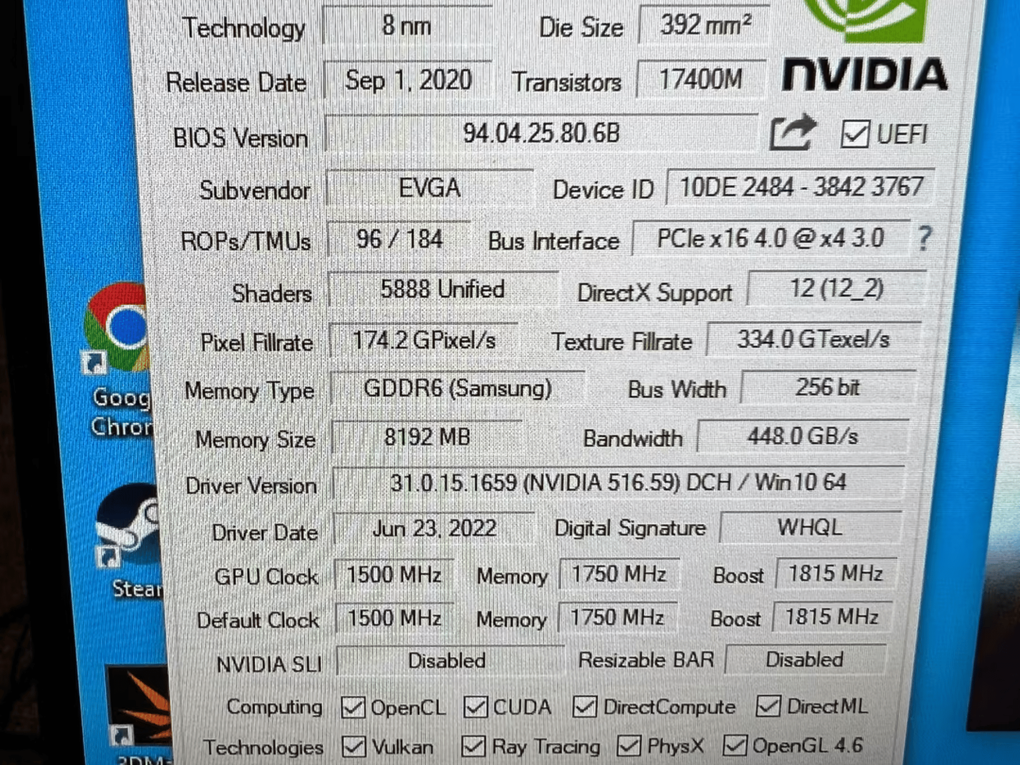 EVGA RTX 3070 8GB FTW3 Ultra (FHR)