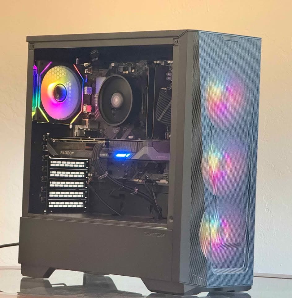 FREE SHIPPING 🖤 🌈 Black RGB Gaming PC | RX 9060 XT 16GB | Ryzen 5 7600 | 1TB SSD | 16GB...