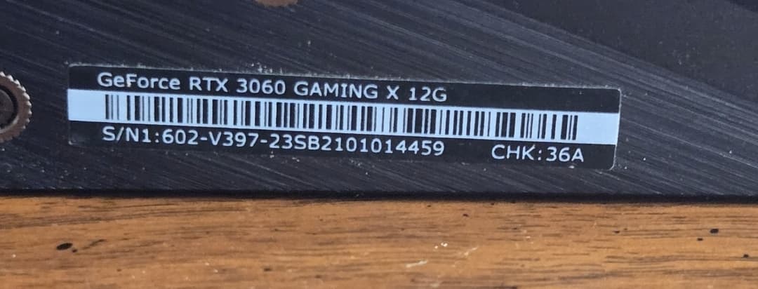 MSI Gaming GeForce RTX 3060 12gb GDDR6- Used