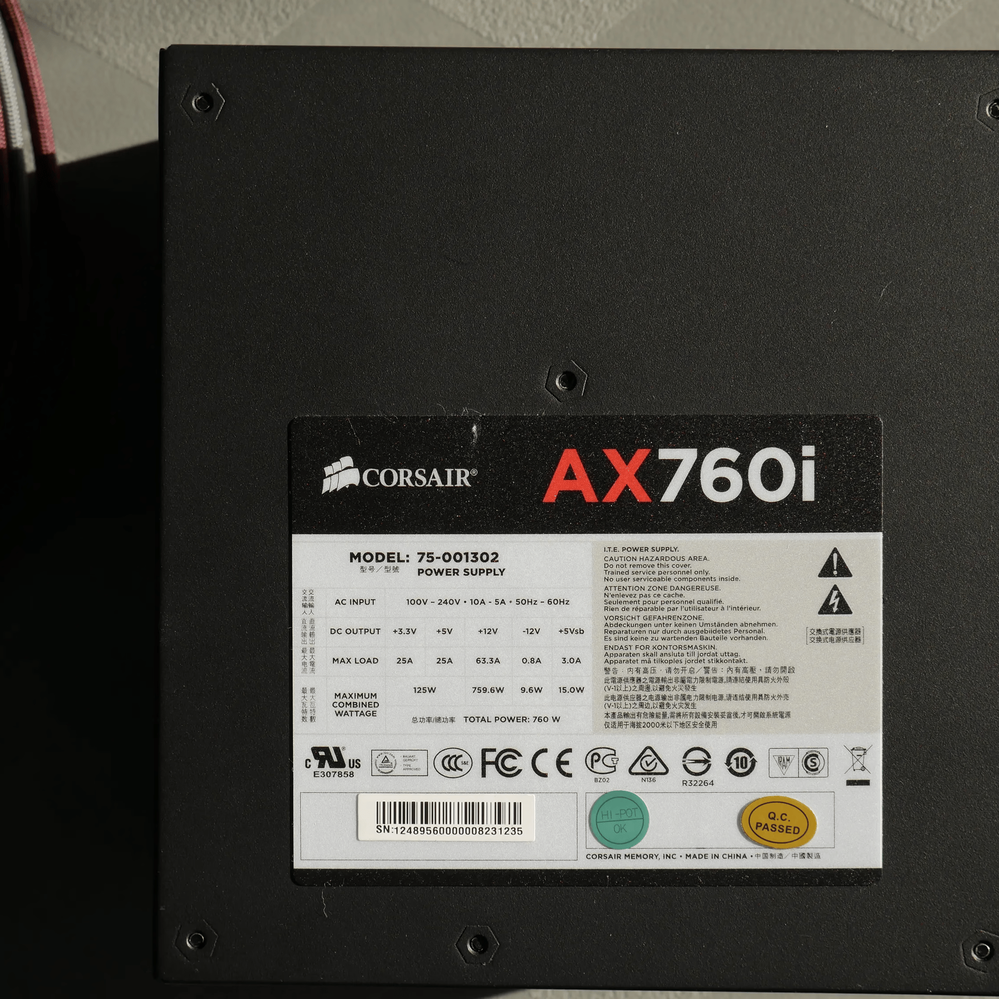 Corsair AX 760W 80 Platinum Power Supply W/ Cable set and iCue module