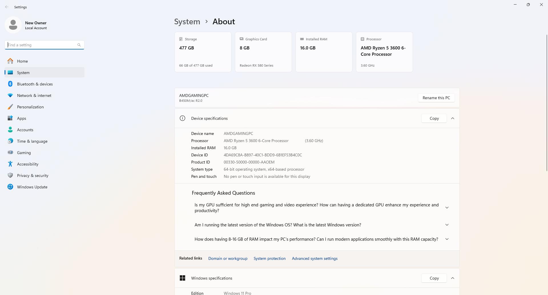 AMD Ryzen 3500, XFX RX 580, 16GB, 512GB - Custom Built Gaming PC, Ready to go!