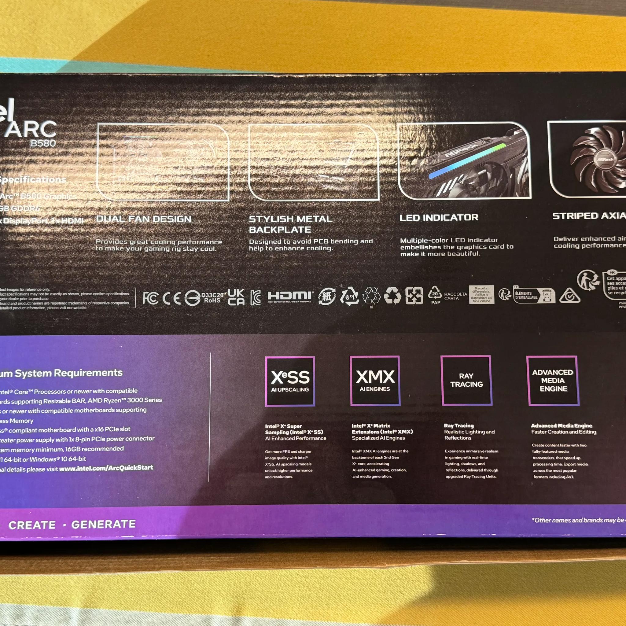 ASROCK Intel Arc B580 Challenger 12GB GDDR6 OC Graphics Card
