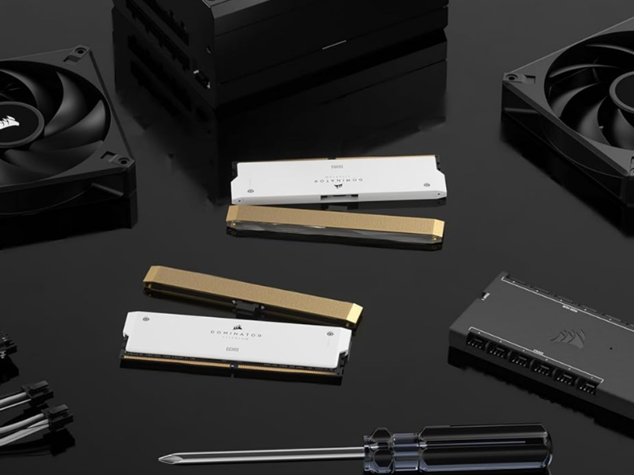 CORSAIR iCUE ARGB PSU Cable Strips + RGB DDR5 RAM Light Enhancement Kit + Wave Accessory Kit