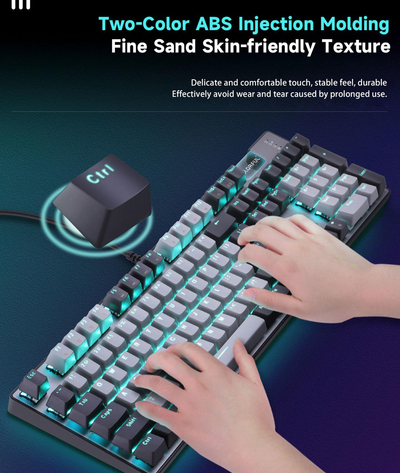 Colorful CGK100 RGB Mechanical Gaming Keyboard, USB Backlit LED 104 Keys Wired Mechanical
