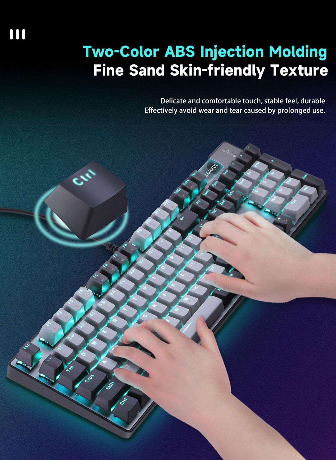 Colorful CGK100 RGB Mechanical Gaming Keyboard, USB Backlit LED 104 Keys Wired Mechanical
