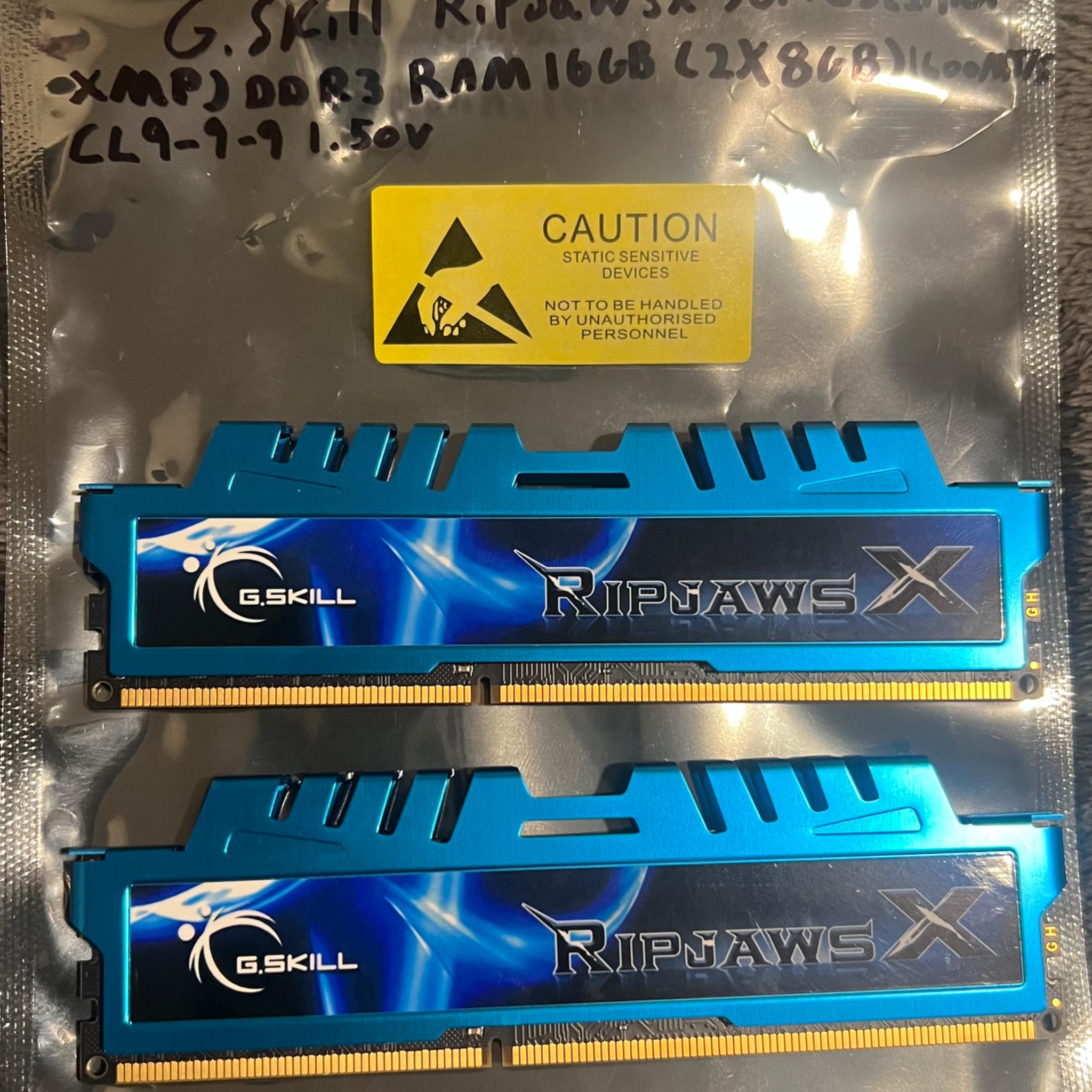 G. Skill RipJawsX Series (Intel XMP) DDR3 RAM 16GB (2x8GB) 1600 MT/s CL9-9-9 1.50V