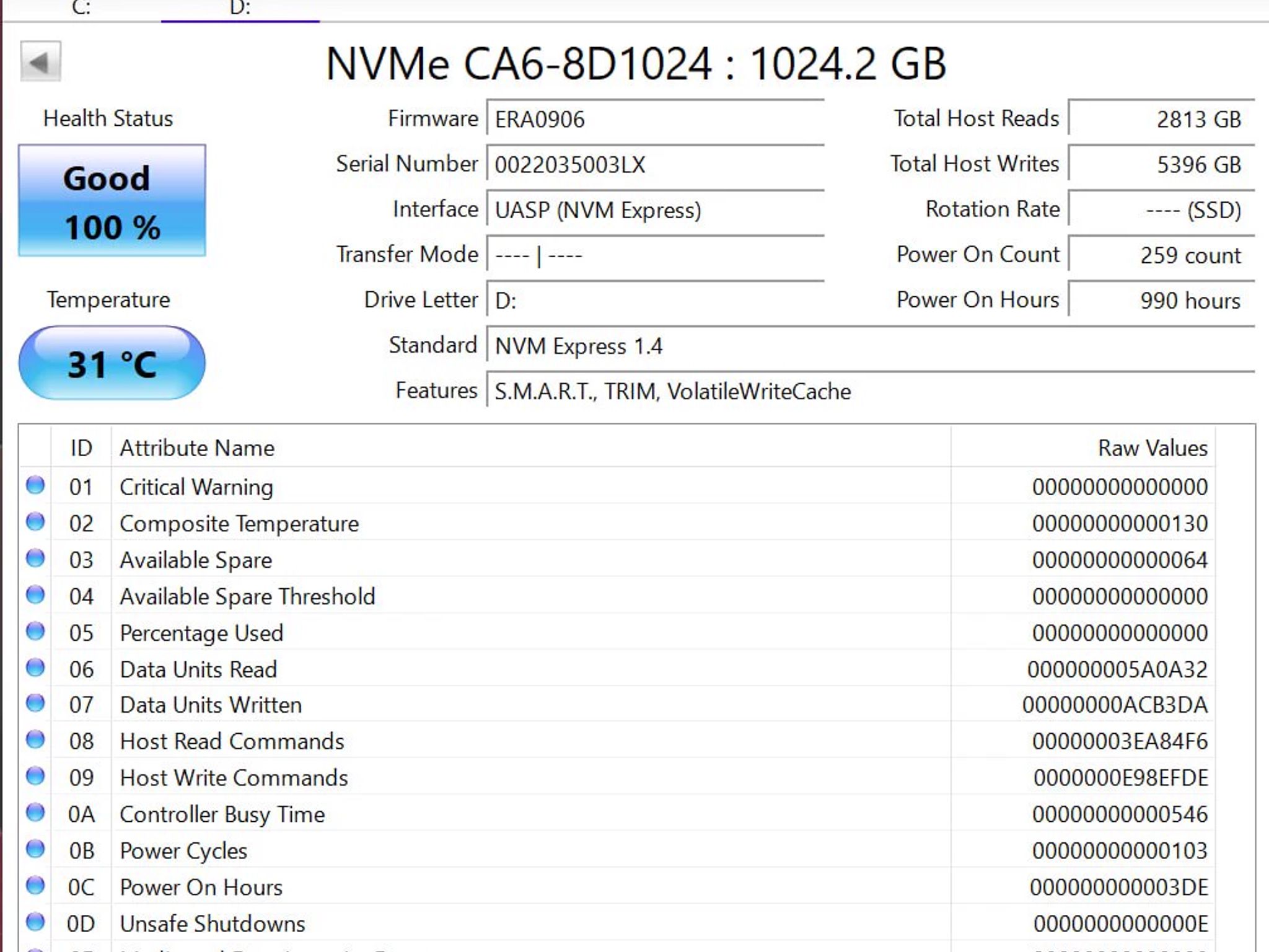 Kioxia CA6 1TB NVMe SSD