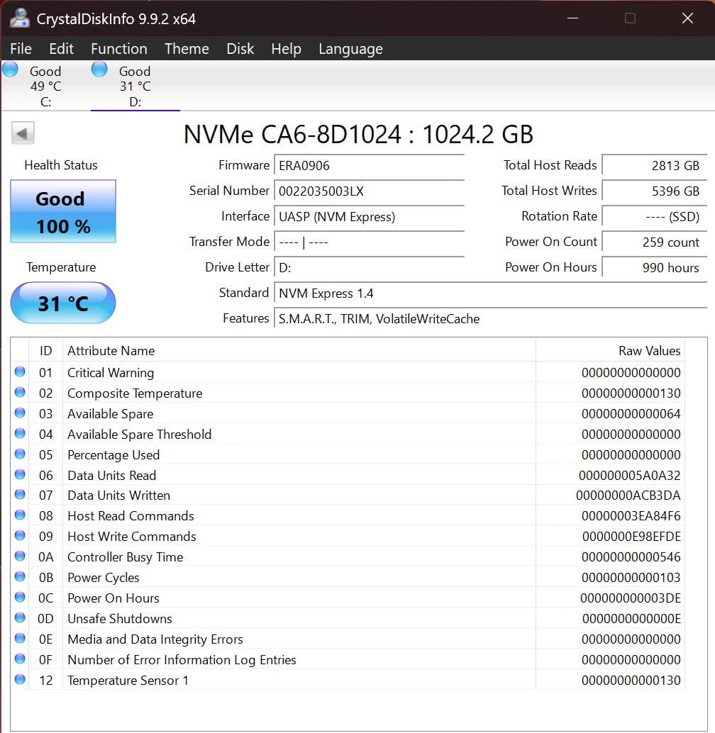 Kioxia CA6 1TB NVMe SSD