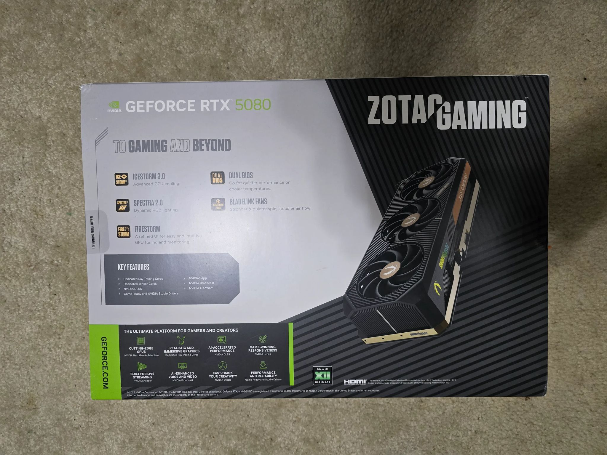 Zotac NVIDIA GeForce RTX 5080 GAMING SOLID Overclocked Triple Fan 16GB GDDR7 PCIe 5.0 Graphics Card