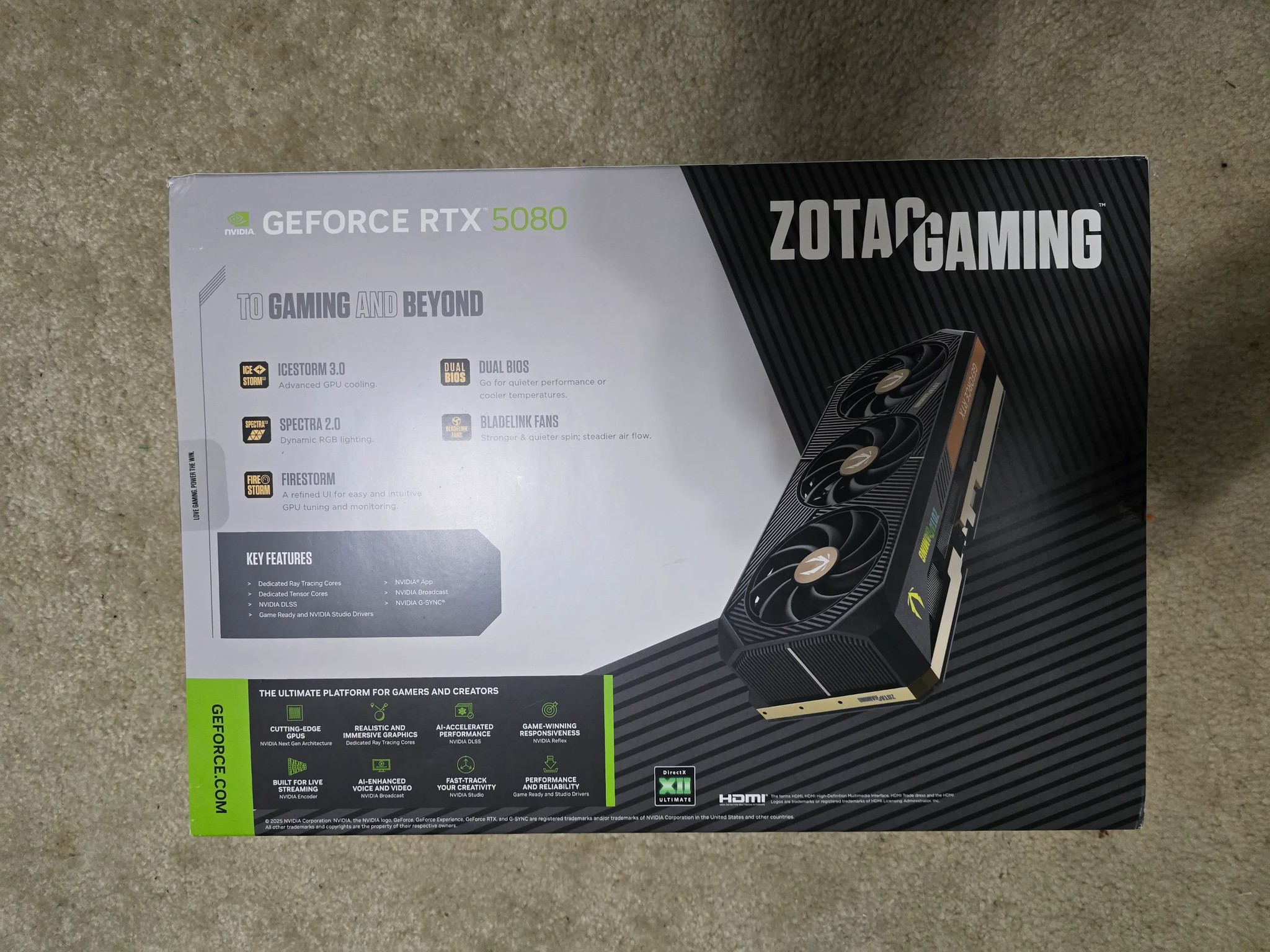 Zotac NVIDIA GeForce RTX 5080 GAMING SOLID Overclocked Triple Fan 16GB GDDR7 PCIe 5.0 Graphics Card