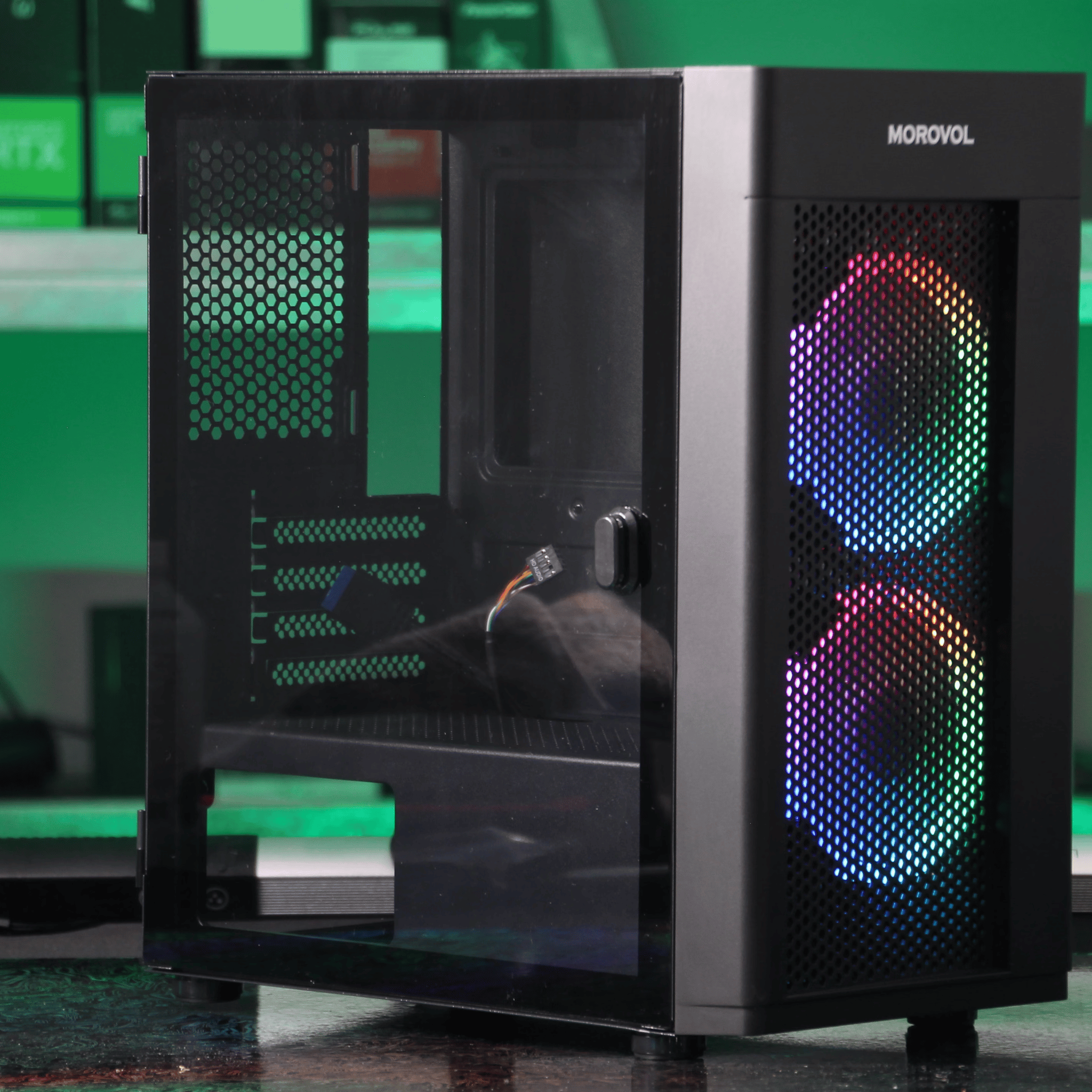 MOROVOL TW7 ARGB MicroATX Mini Tower PC Case (Black)