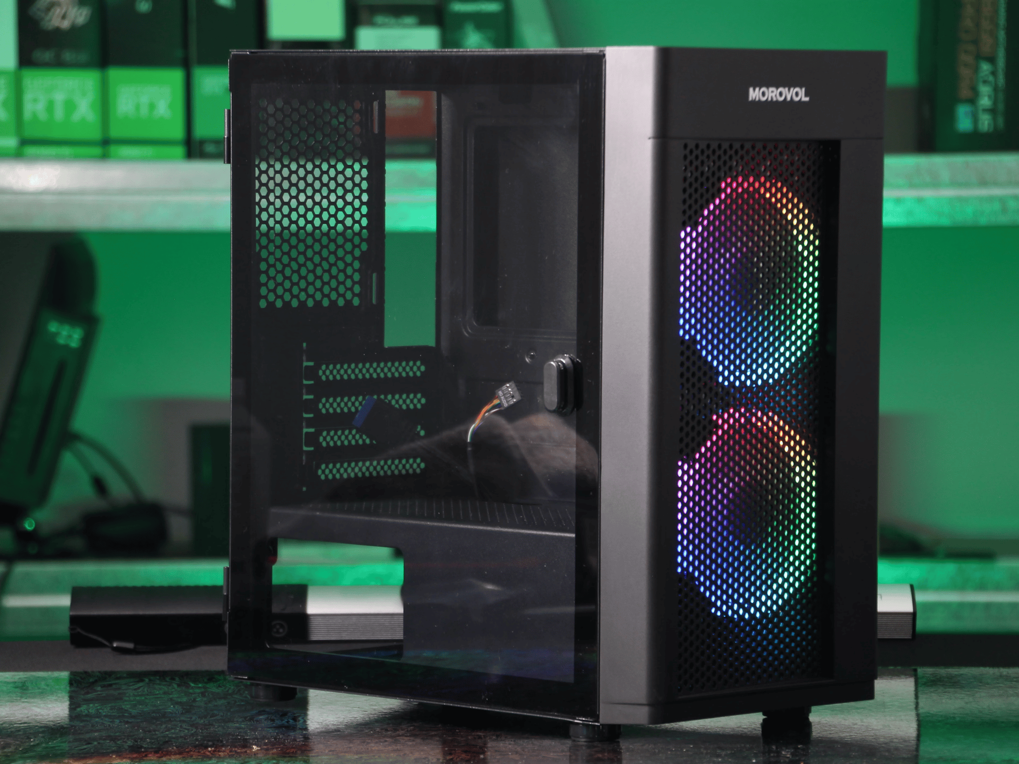MOROVOL TW7 ARGB MicroATX Mini Tower PC Case (Black)