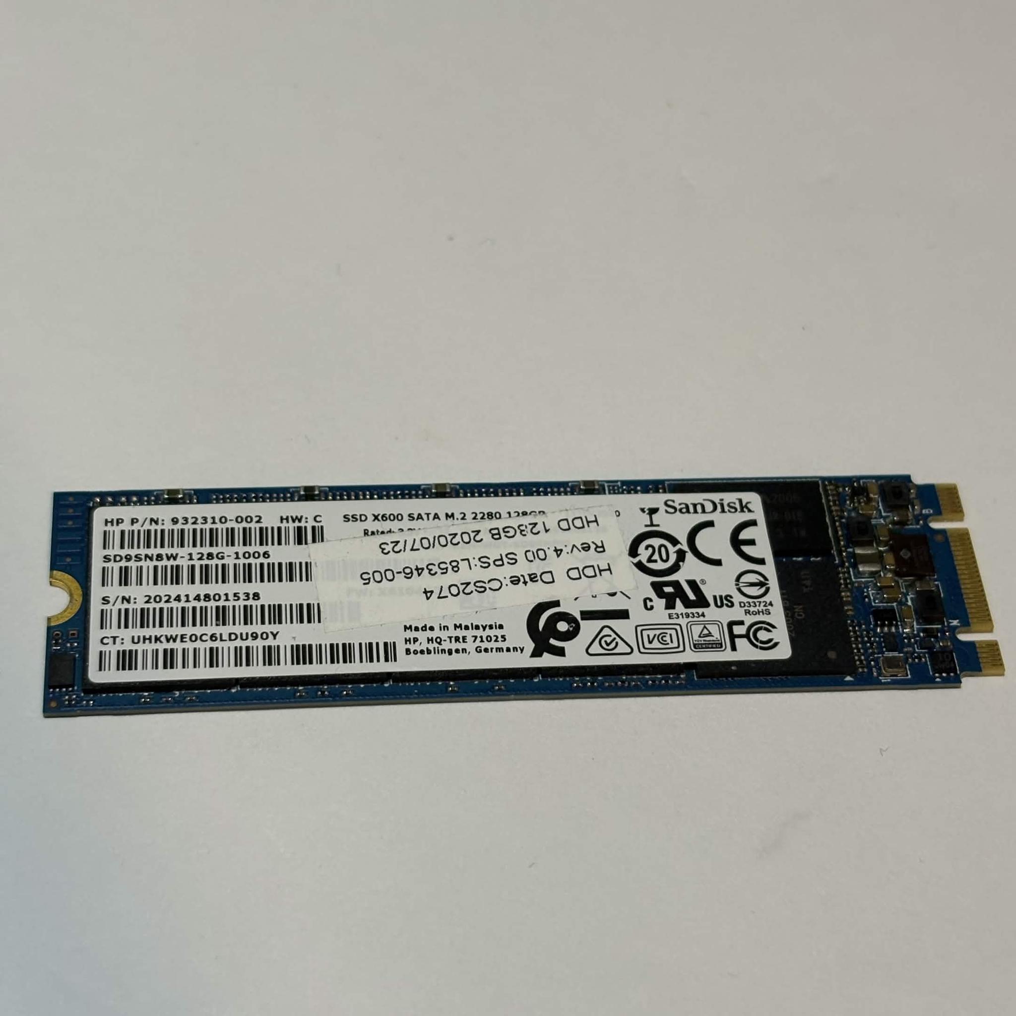 SanDisk X600 128GB M.2 SATA SSD Tested Working 98% Health