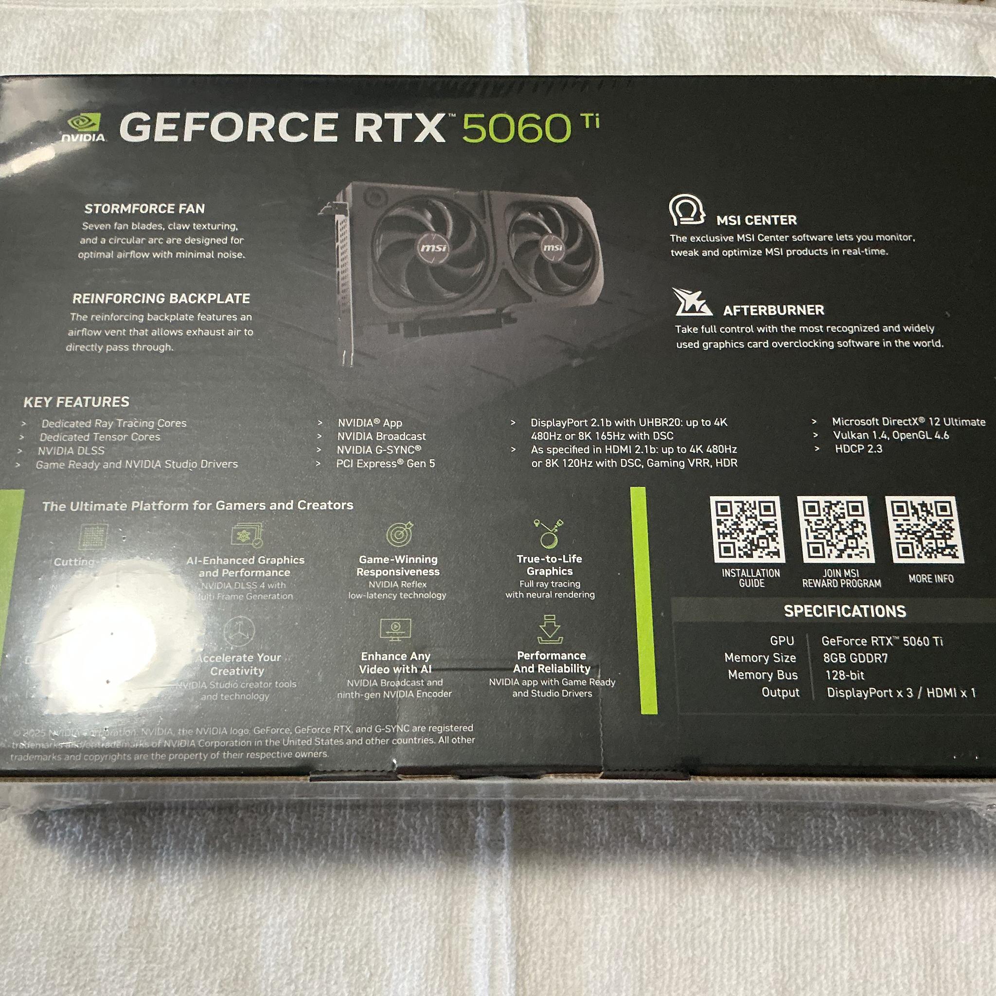 MSI RTX 5060 Ti 8GB Shadow 2X OC Plus