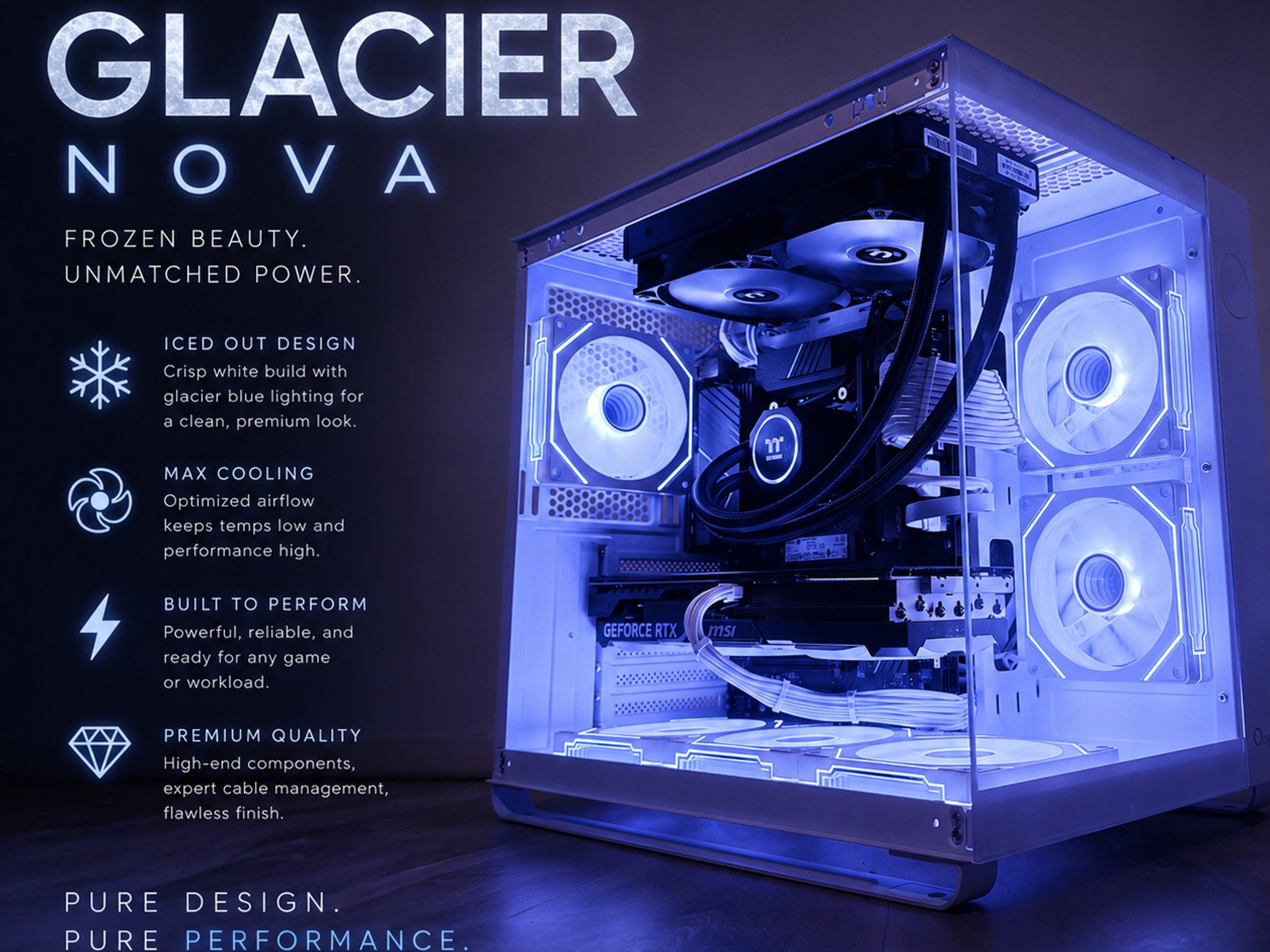 ❄️"Glacier Nova"❄️| 1440p Gaming | 4070 Ți | Intel i7 13700KF | 32GB Ram | 2tb NVMe SSD | WiFi