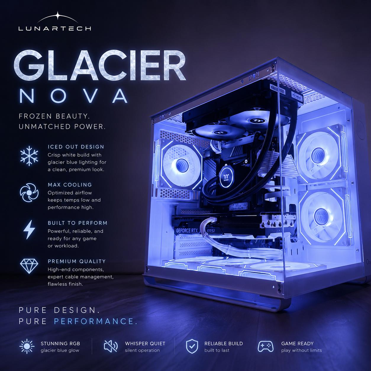 ❄️"Glacier Nova"❄️| 1440p Gaming | 4070 Ți | Intel i7 13700KF | 32GB Ram | 2tb NVMe SSD | WiFi