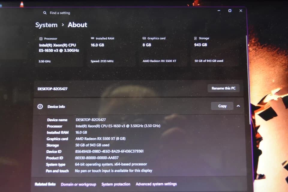 Gaming PC Intel XEON 1650 6 CORES ram 16GB GPU RX5500XT 8GB 512 GB NVME+ 500 GB HHD+ Extras