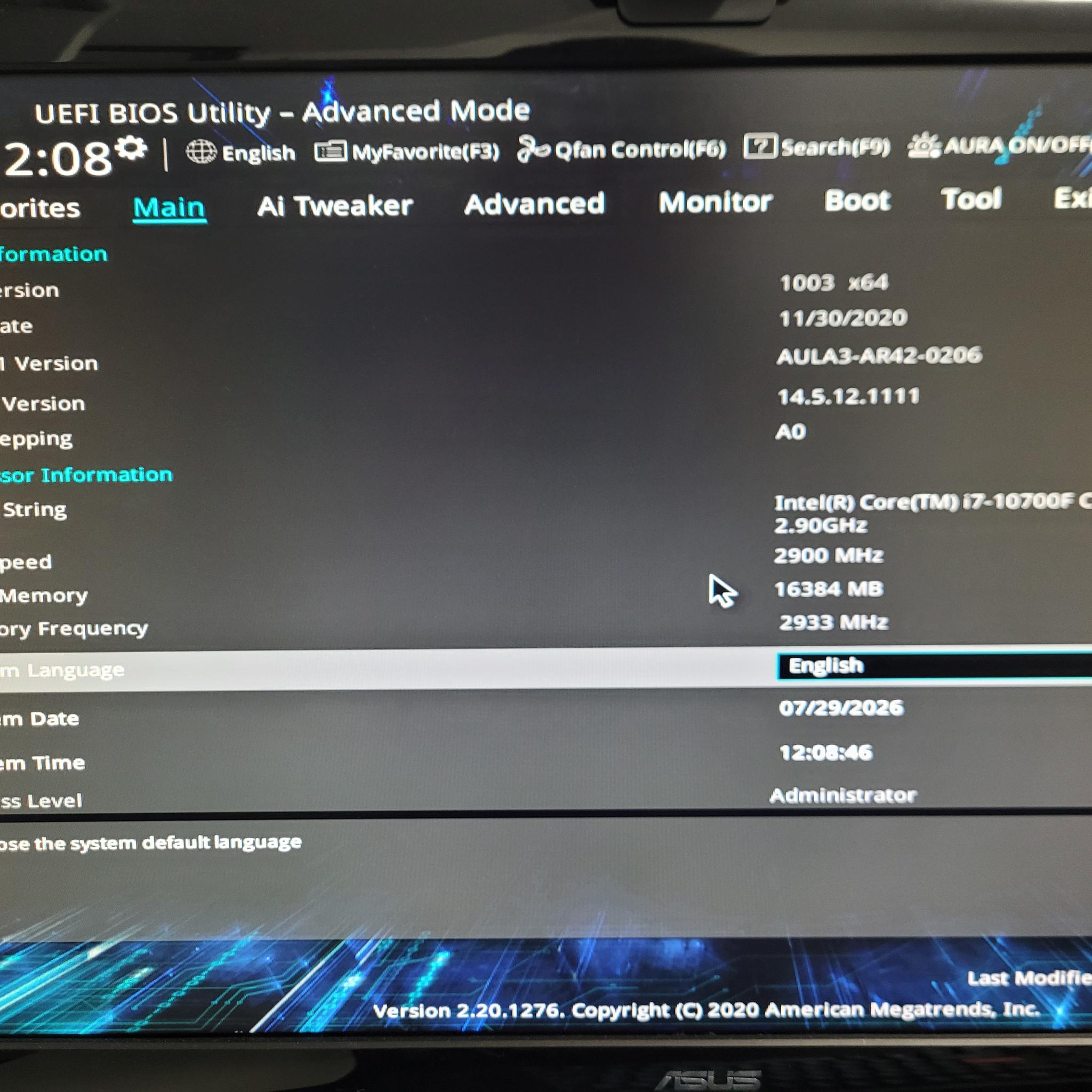 TUF GAMING B460M-PLUS AC with Intel Core i7-10700F
