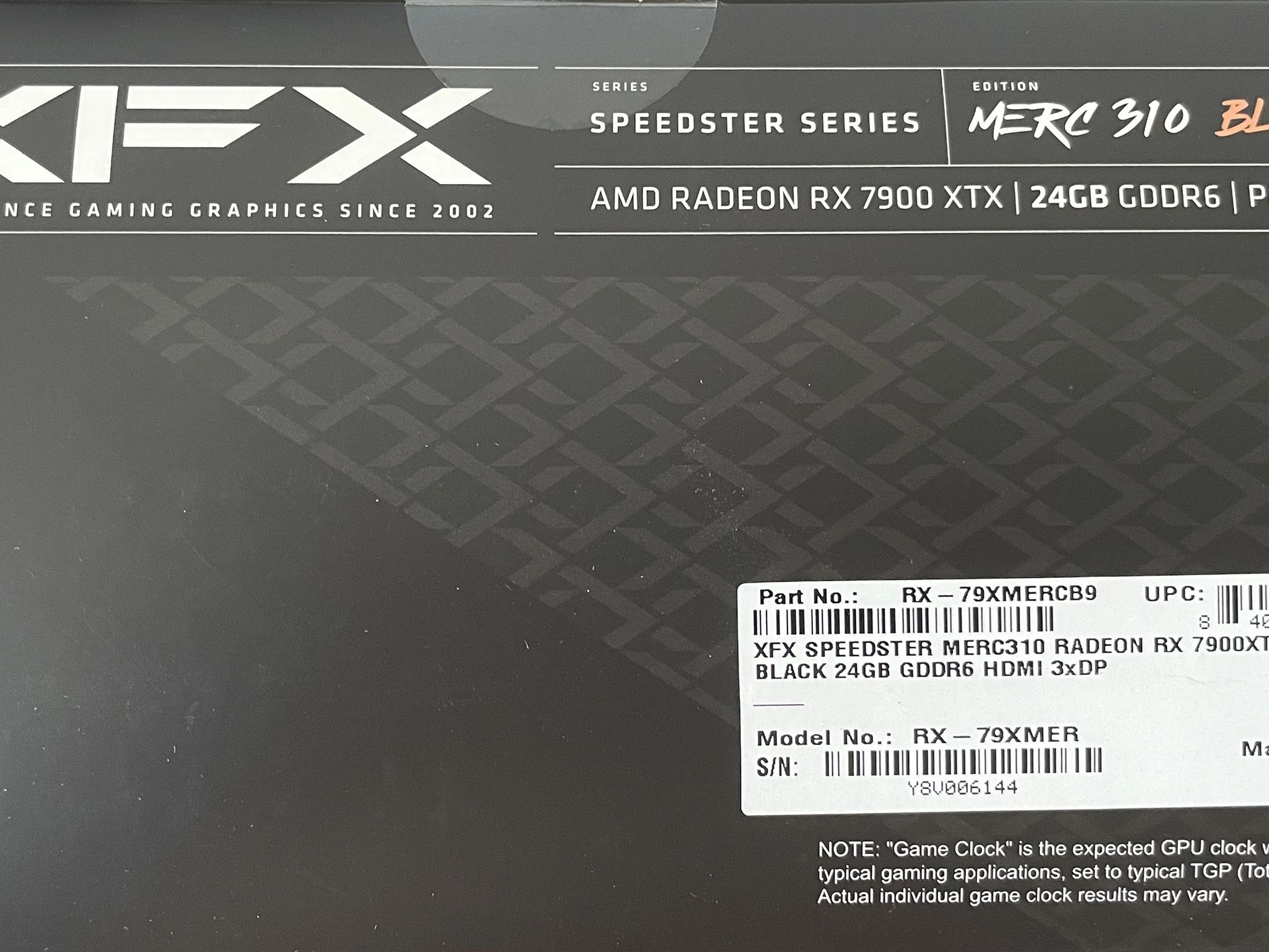 7900 XTX, XFX Speedster MERC 310, excellent condition
